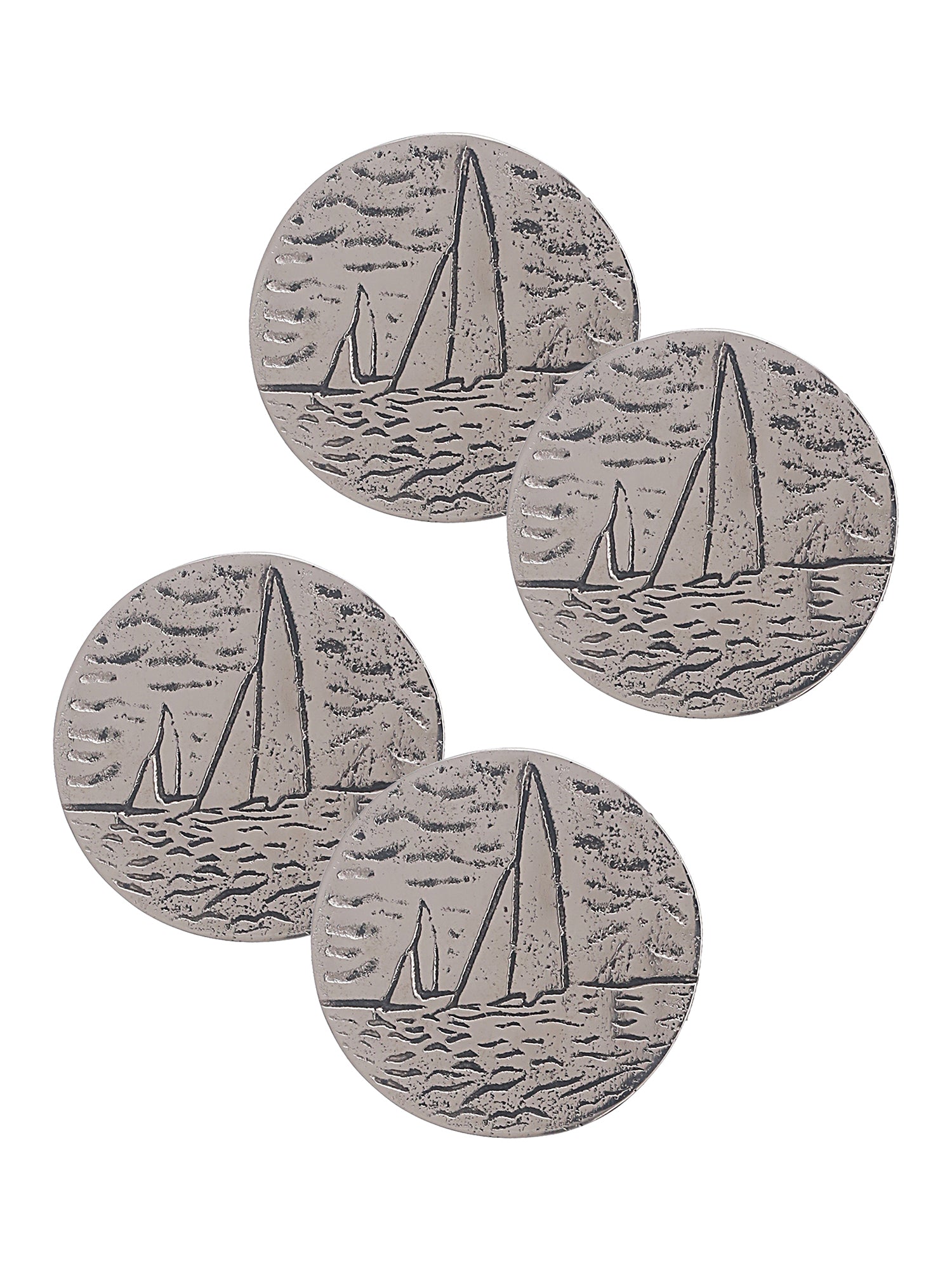 Silver Boat Coaster - Pack Of 4