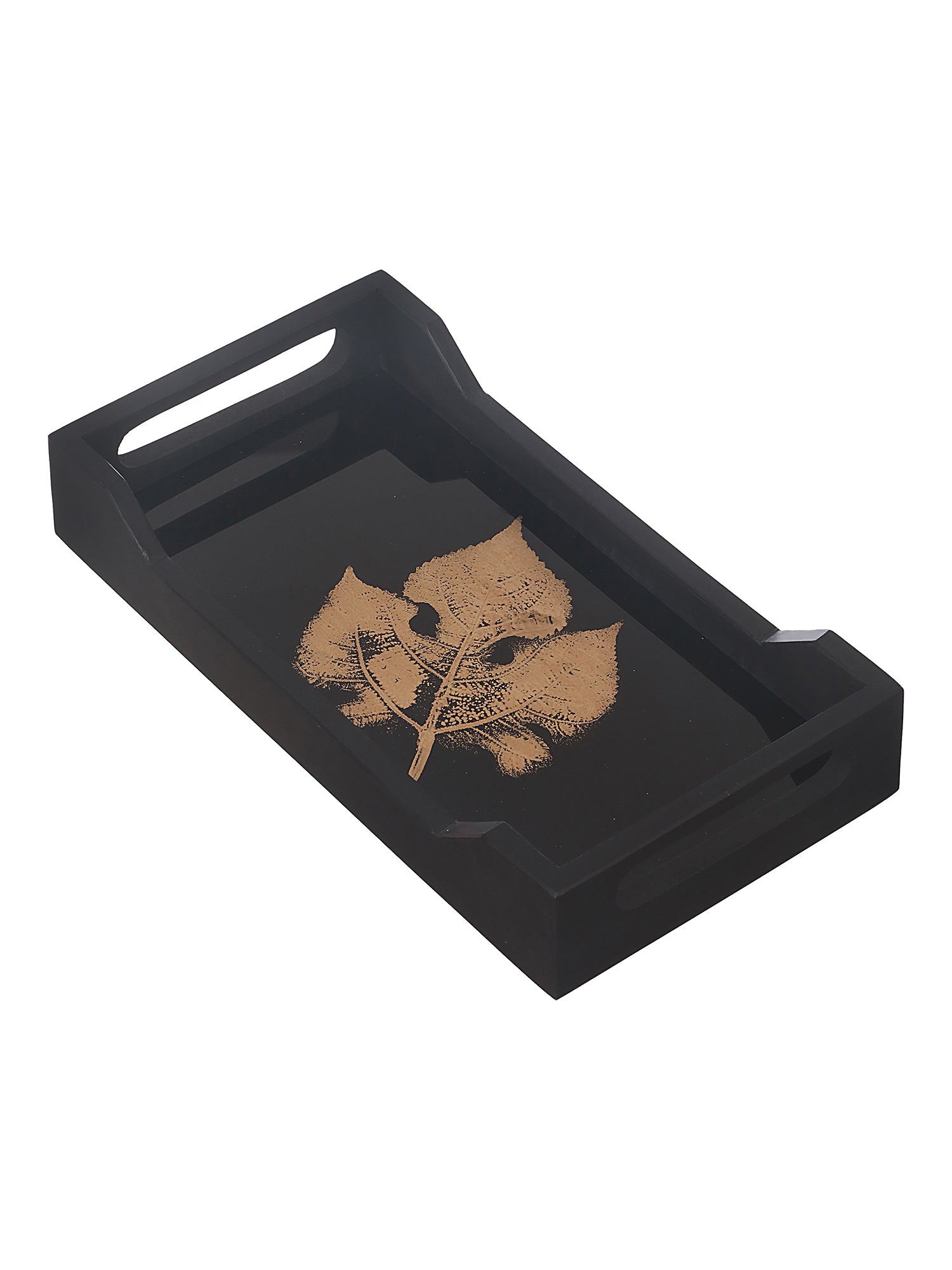 Autumn Leaf Wooden And Glass Serving Tray