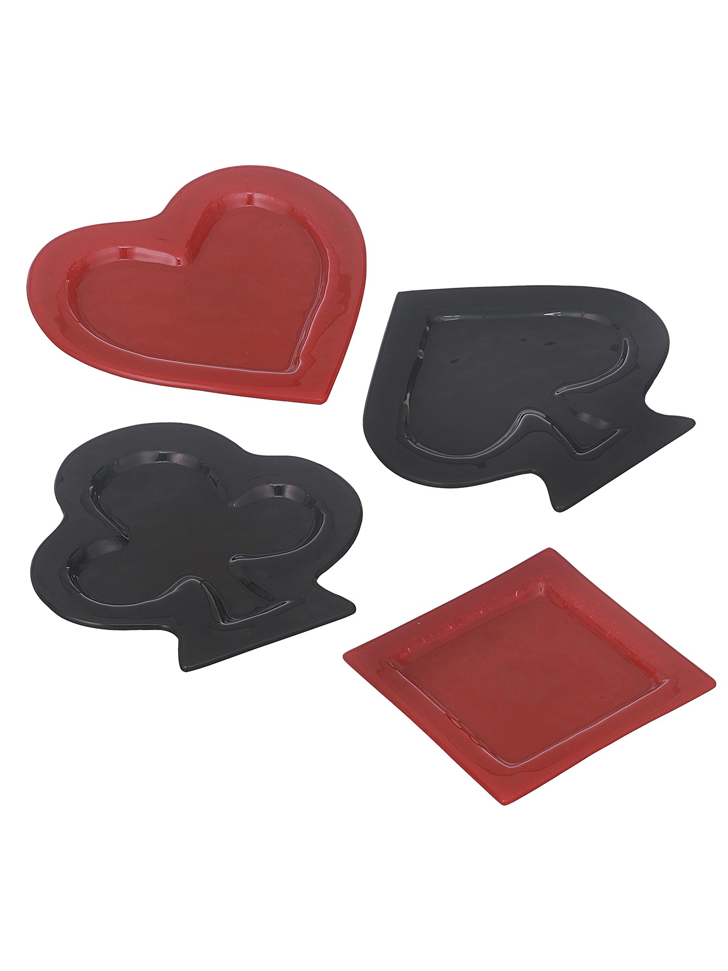 Designer Glass Playing Card Platter- Red & Black