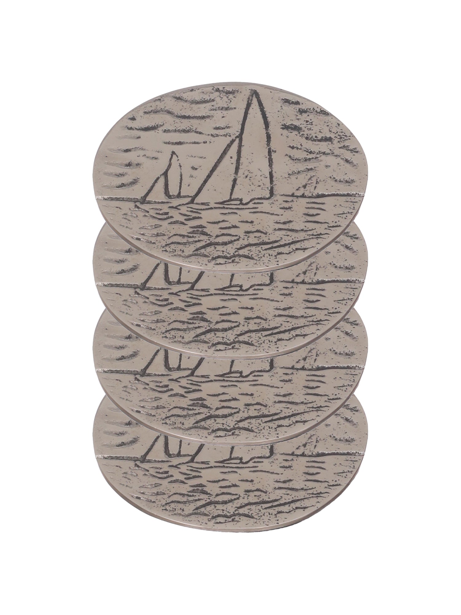 Silver Boat Coaster - Pack Of 4