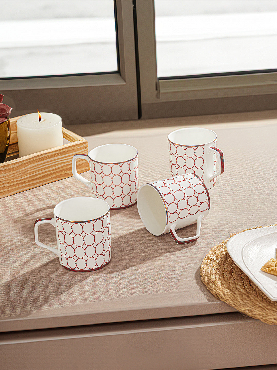 Crimson Sip Tea Mugs (Pack Of 4)