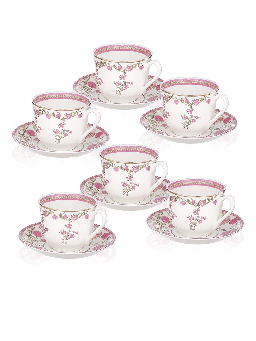 Pom Passion 24K Gold Plated Tea Cup And Saucer Set | Set of 6