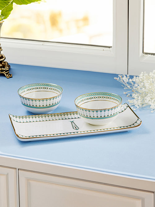 Momentum 24K Gold Plated Bowls and Tray Set