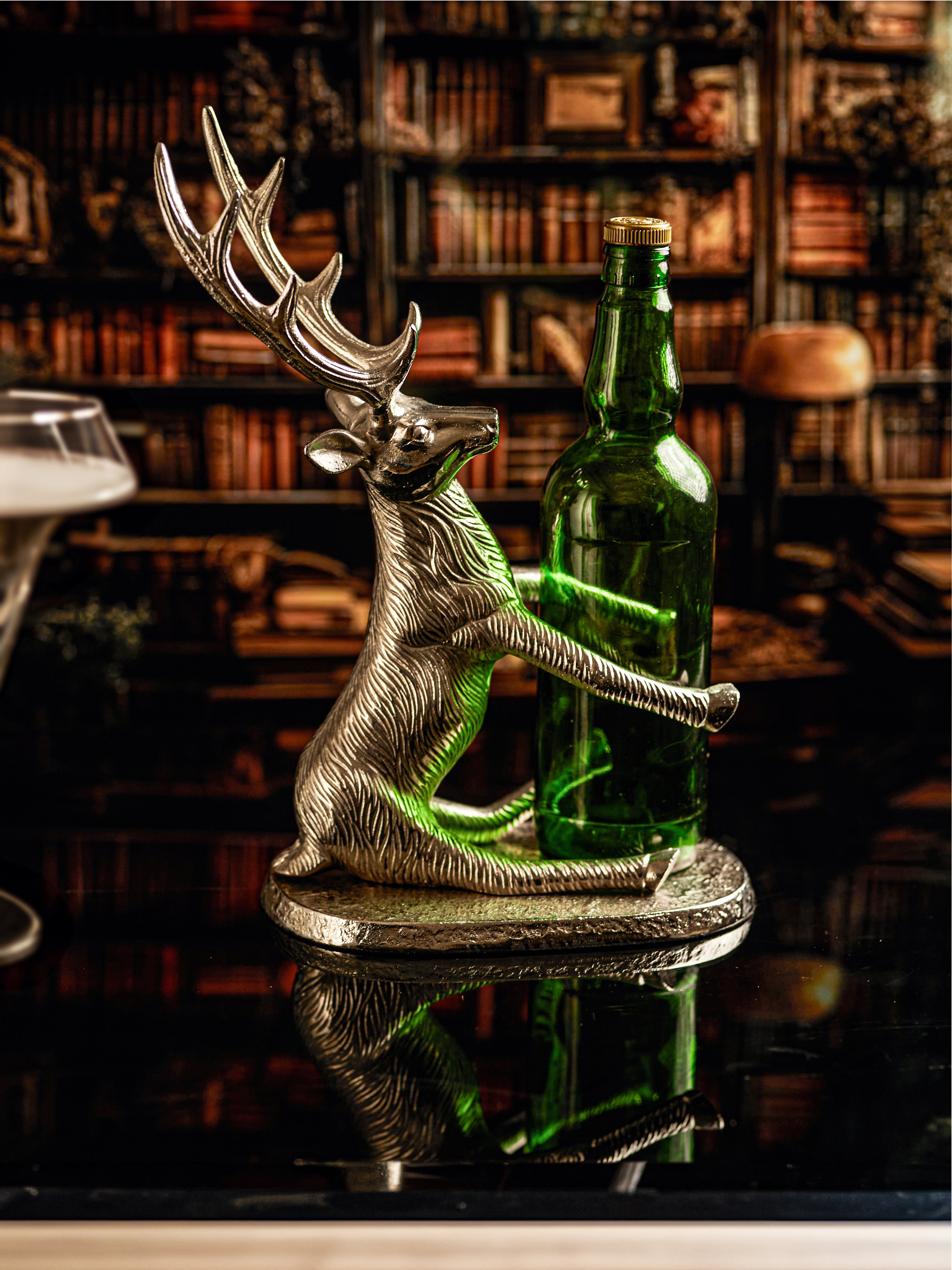 Buck's Spirit Stand: Elegant Deer Bottle Holder