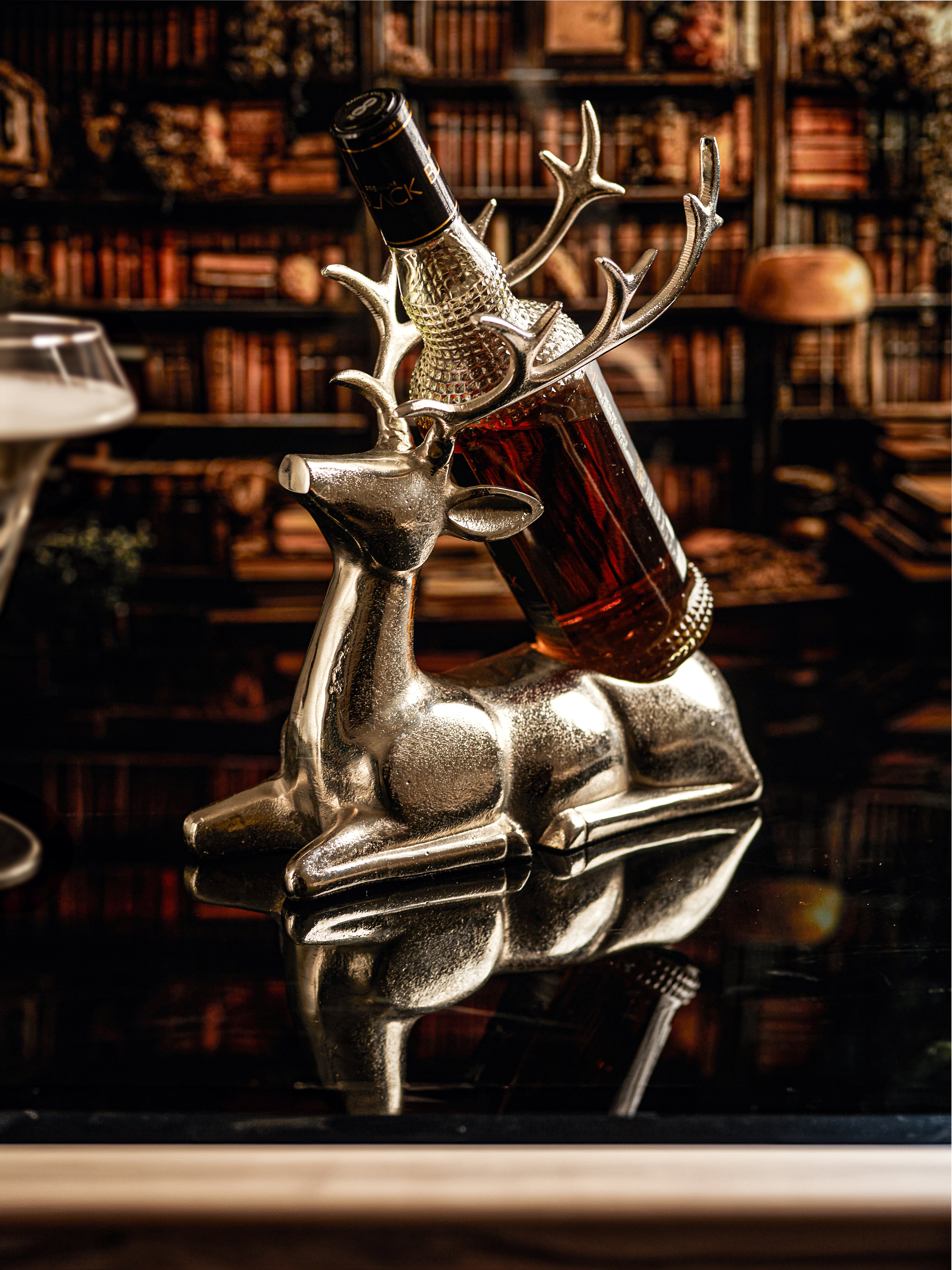 SILVER DEER WINE BOTTLE HOLDER - II