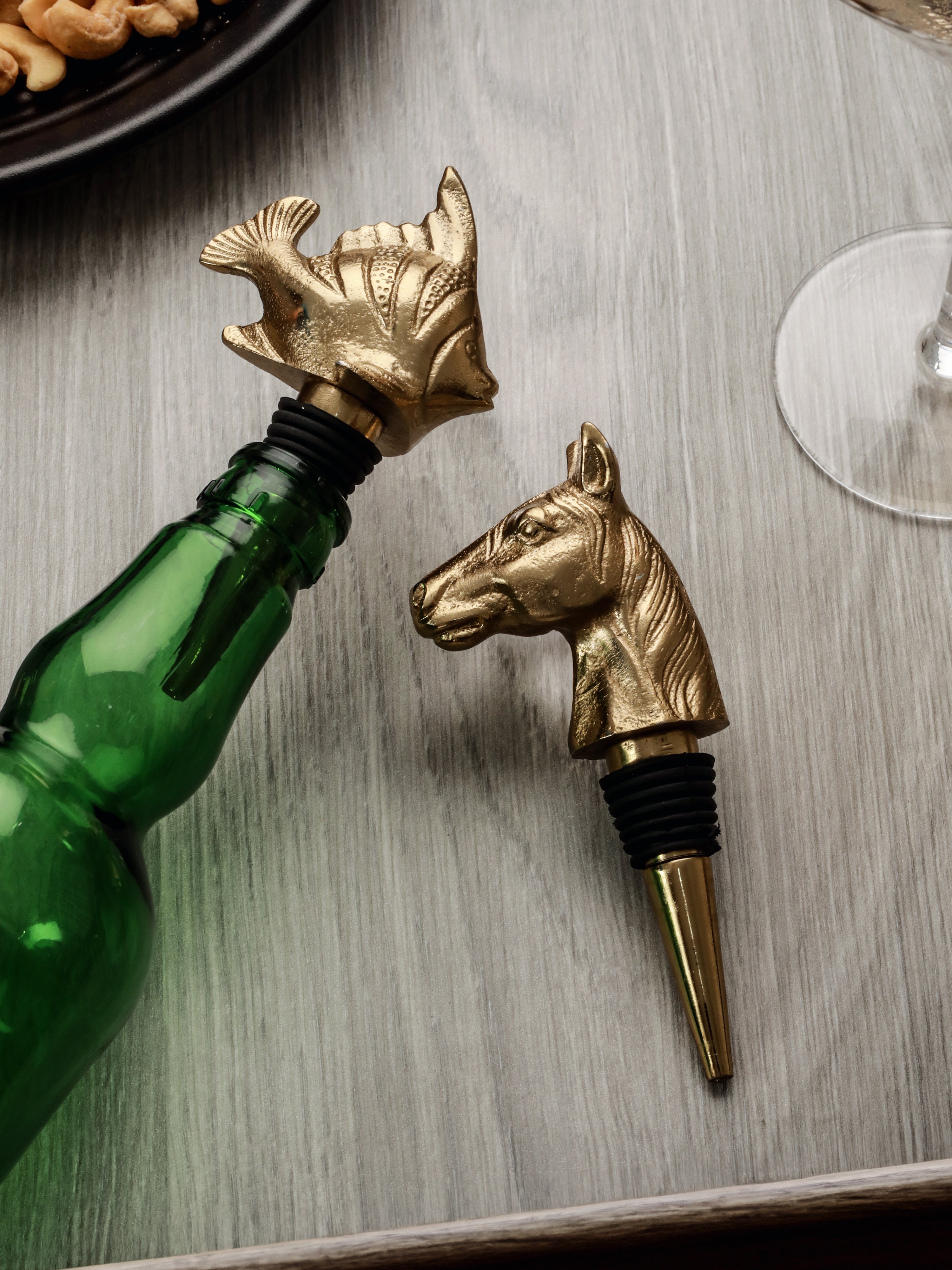 Horse and Fish Bottle Stopper Combo Set