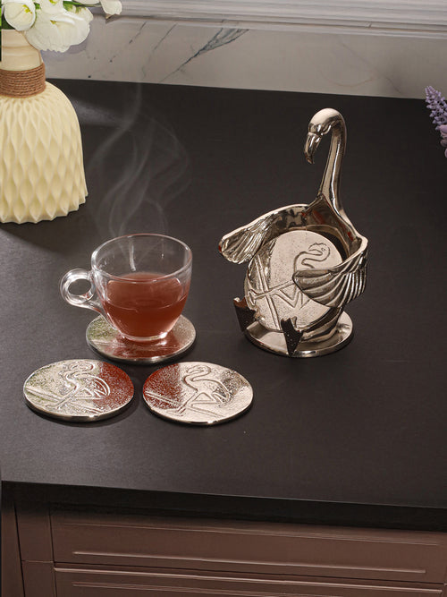 Flamingo Flair Coasters with Stand (Pack of 4 )