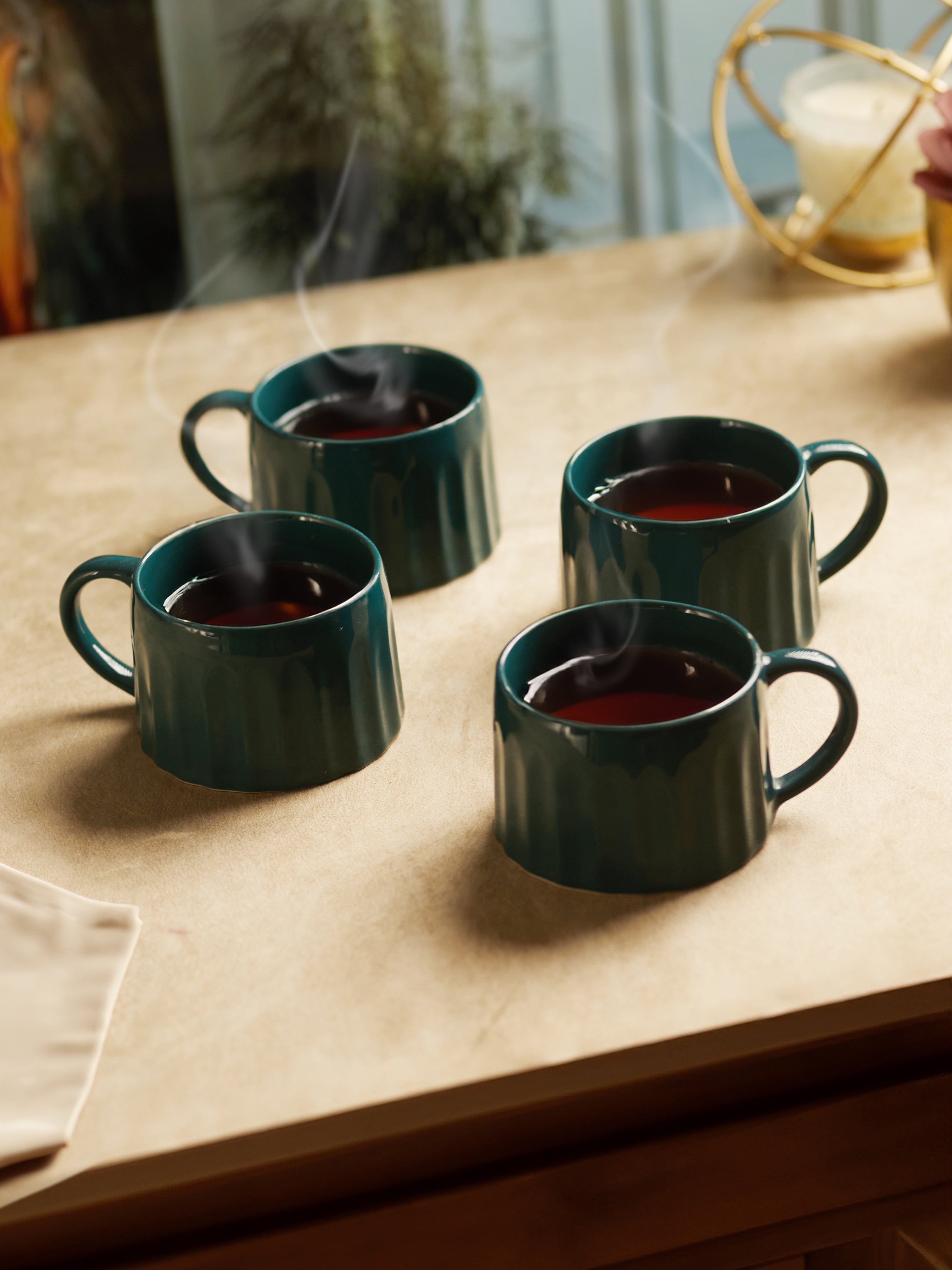 Trovea's Ceramic Castleton Green Tea Cup 4 Pcs set