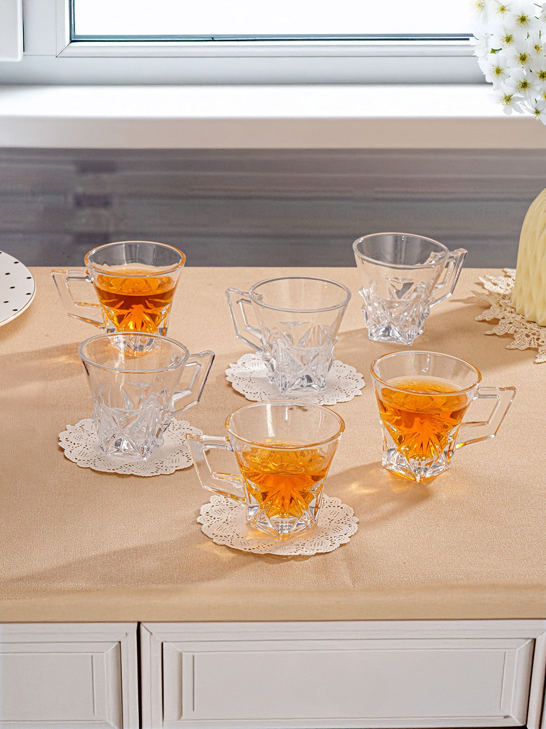 Pebelle Tea/Coffee Clear Cups - Pack of 6
