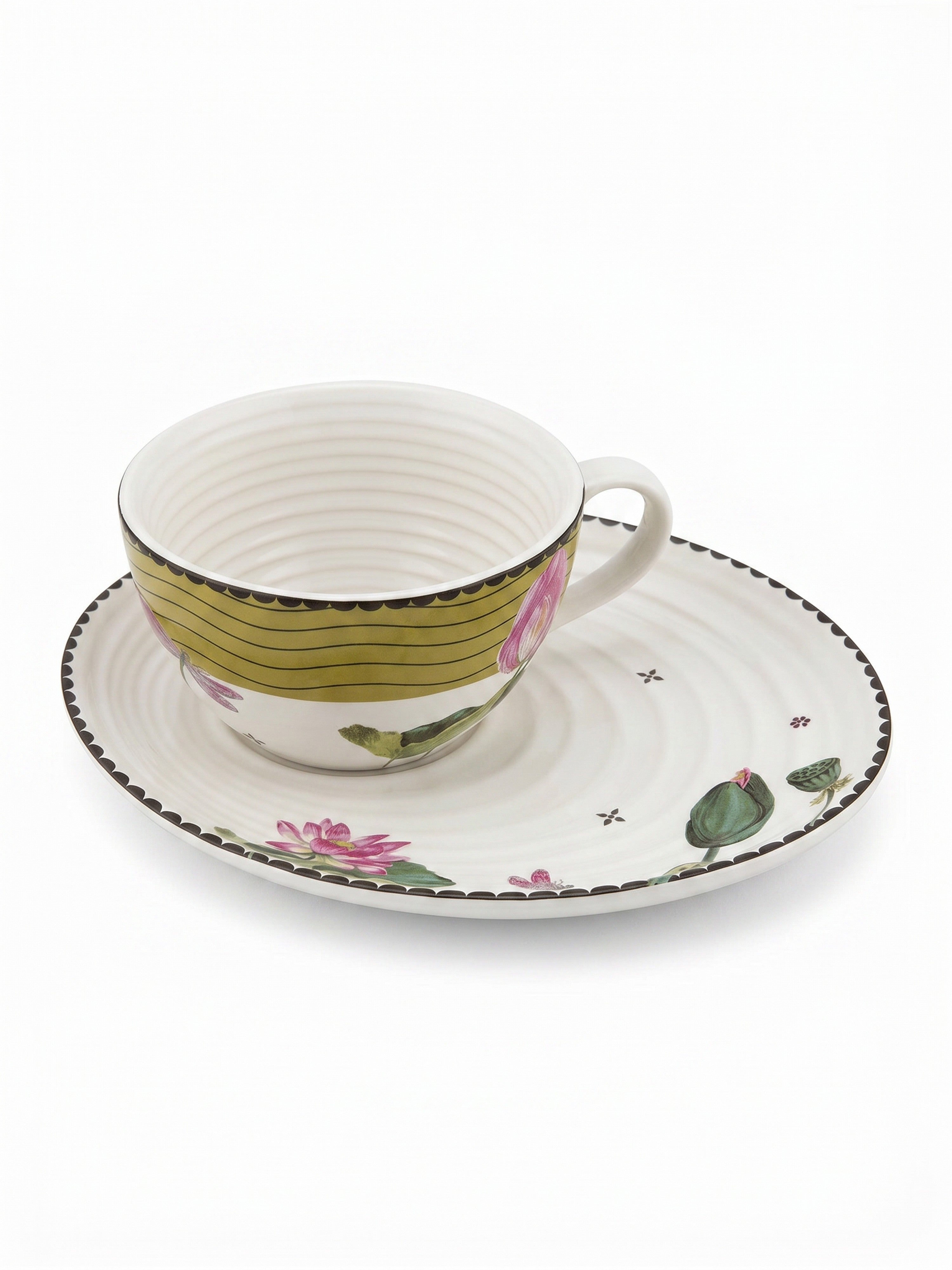 Dragonfly Bloom Porcelain Cup and Saucers Set