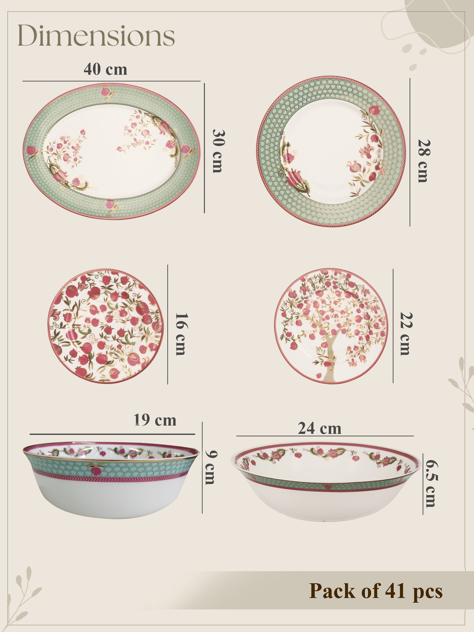 Pom Passion 24K Gold Plated Dinner Set | 41 Pcs