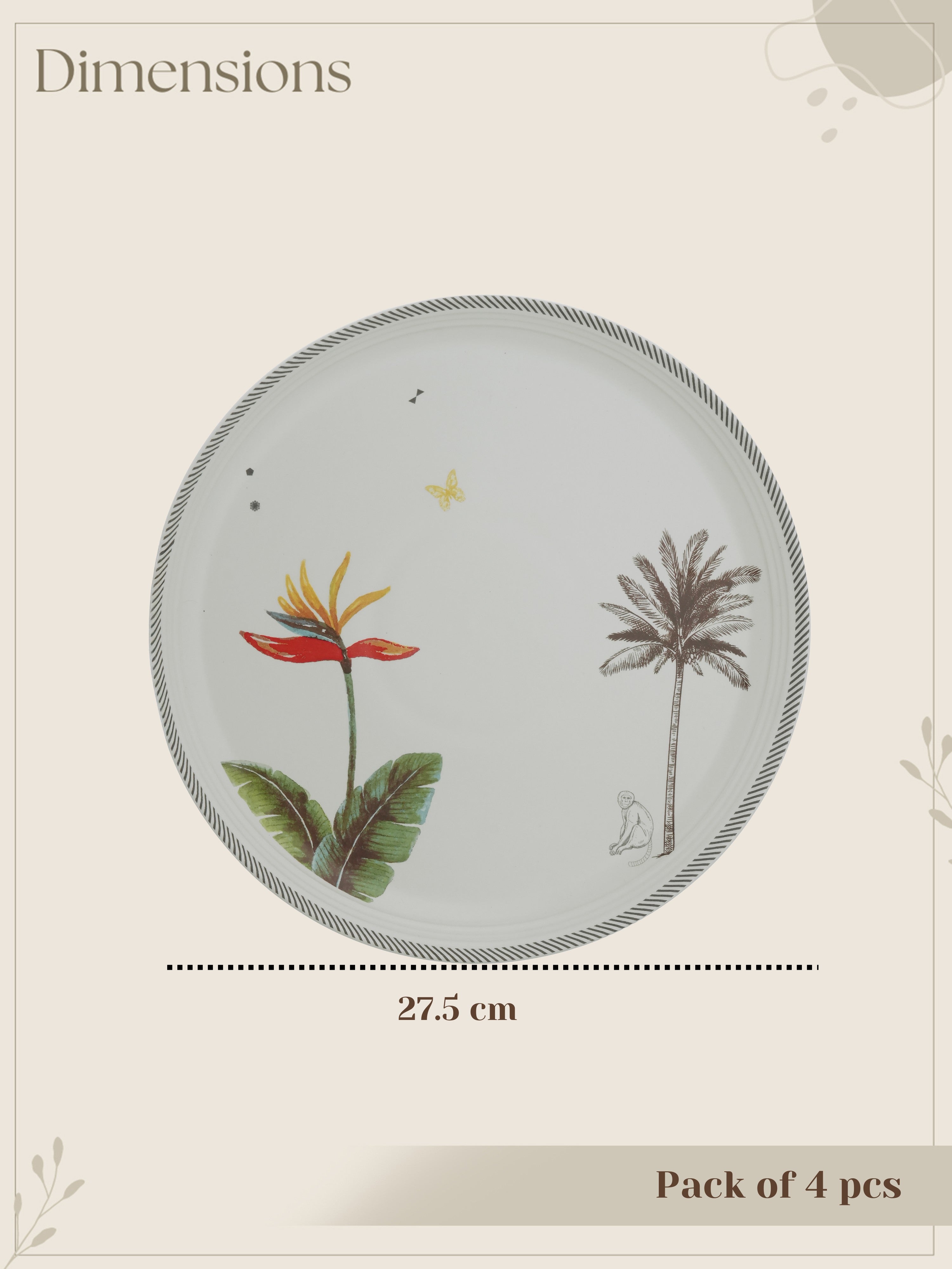 Tropical Mischief Porcelain Dinner Plates (Pack of 4)