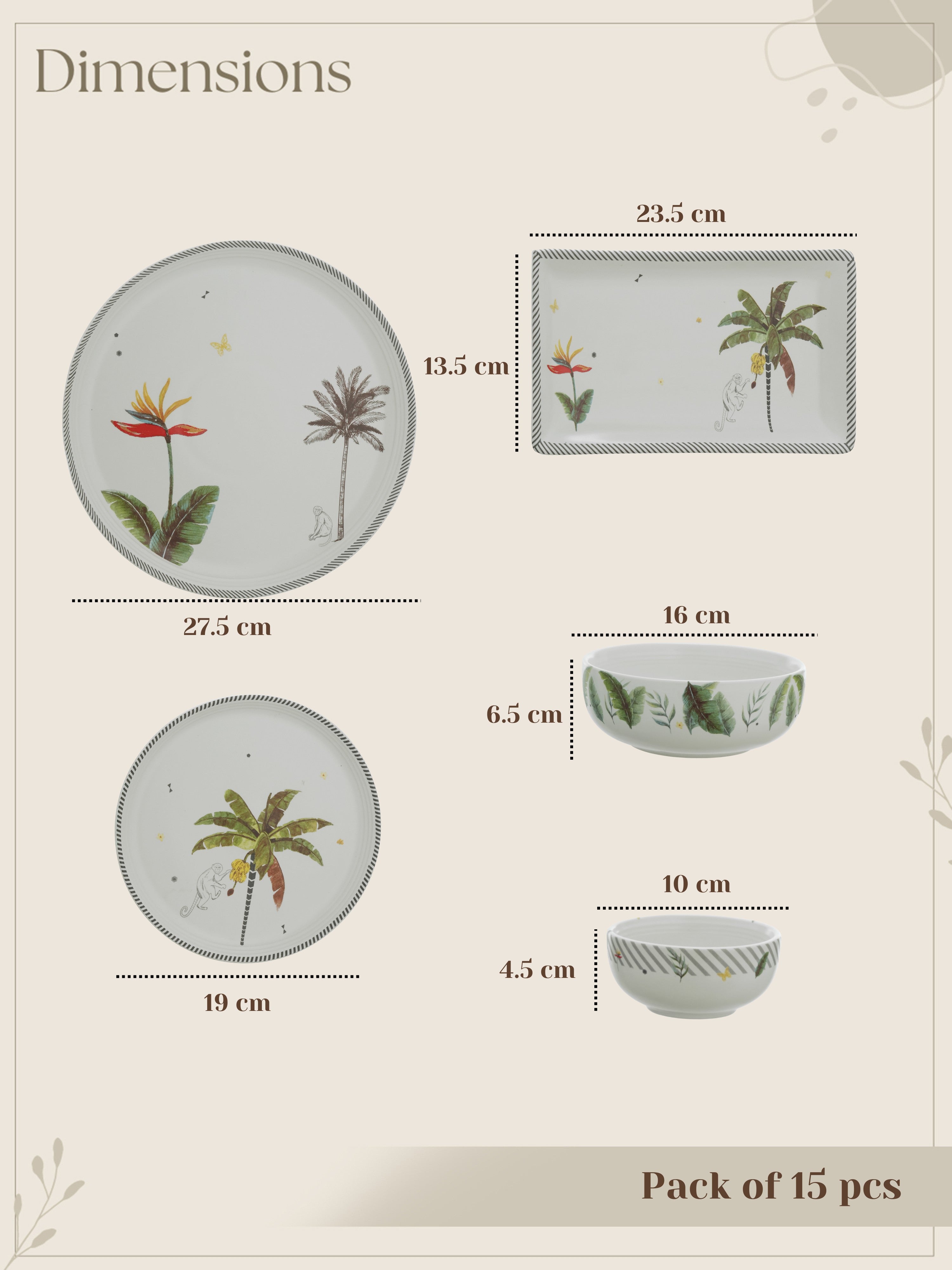 Tropical Mischief Porcelain Dinner Set (15 Pcs)