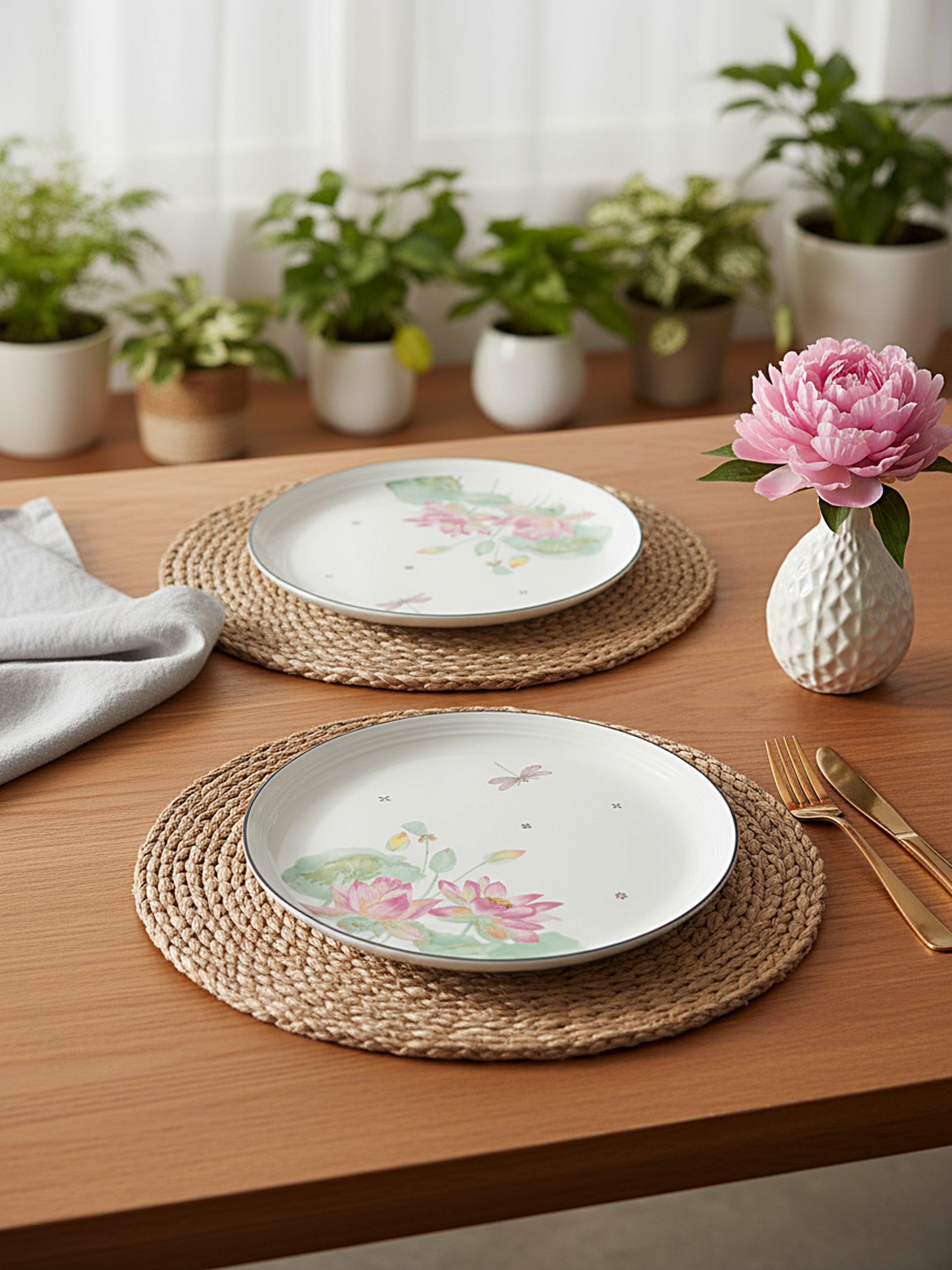 Dragonfly Bloom Porcelain Dinner Plates (Pack of 2)