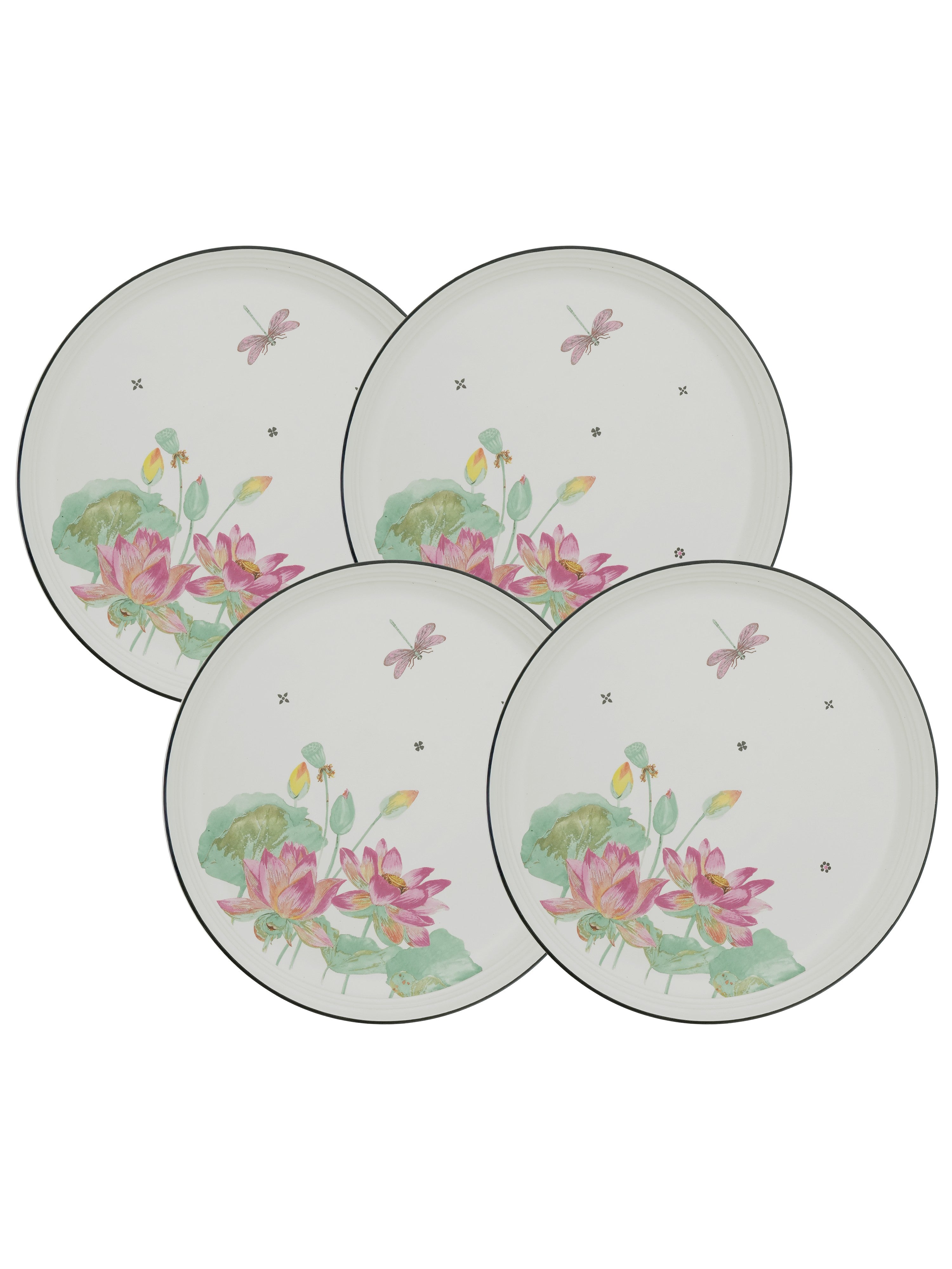 Dragonfly Bloom Porcelain Dinner Plates (Pack of 4)