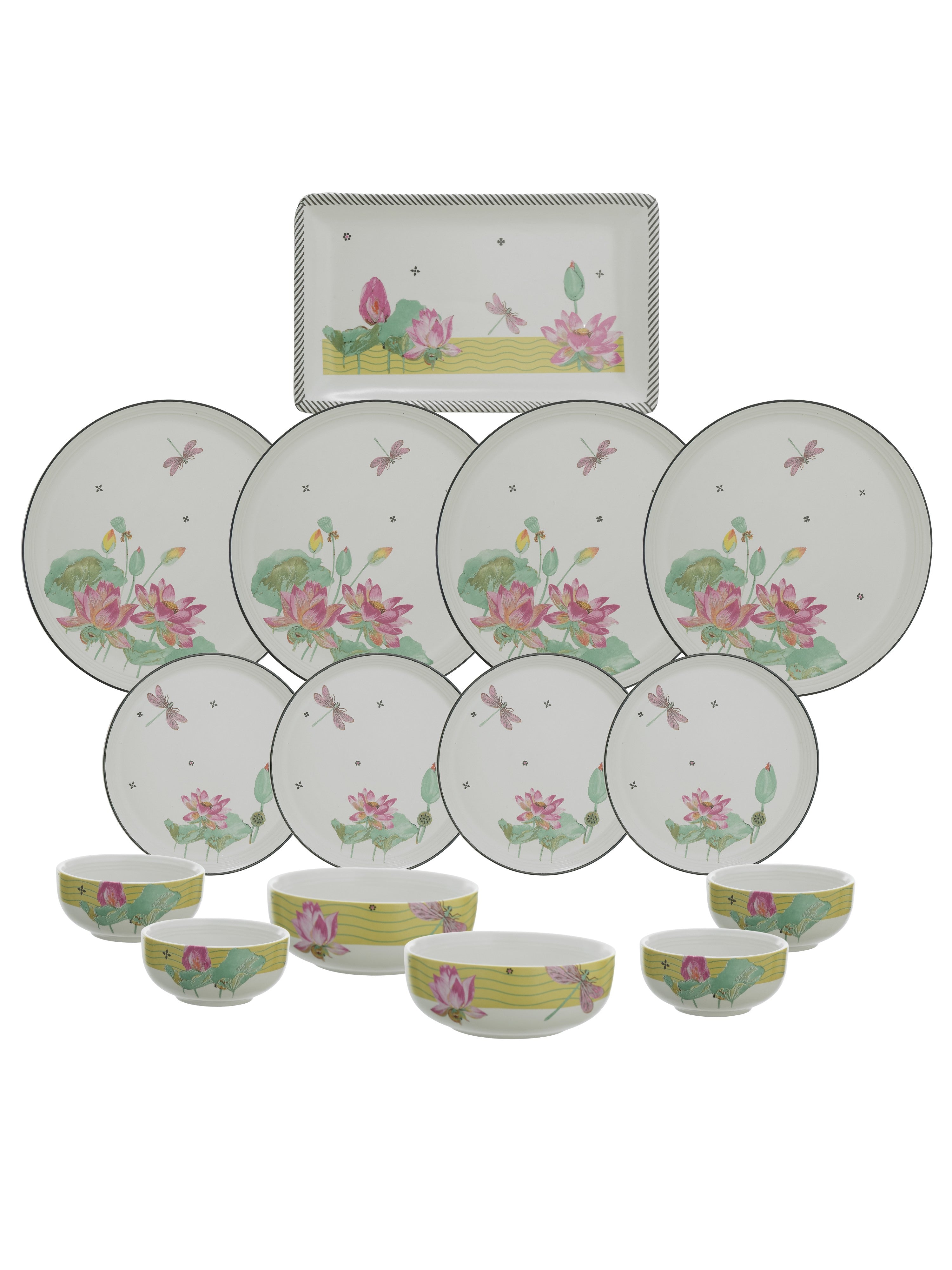 Dragonfly Bloom Porcelain Dinner Set (15 Pcs)