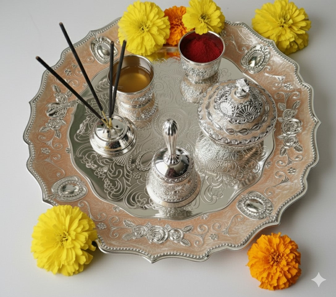 Anantya Peach Enamel Pooja Set