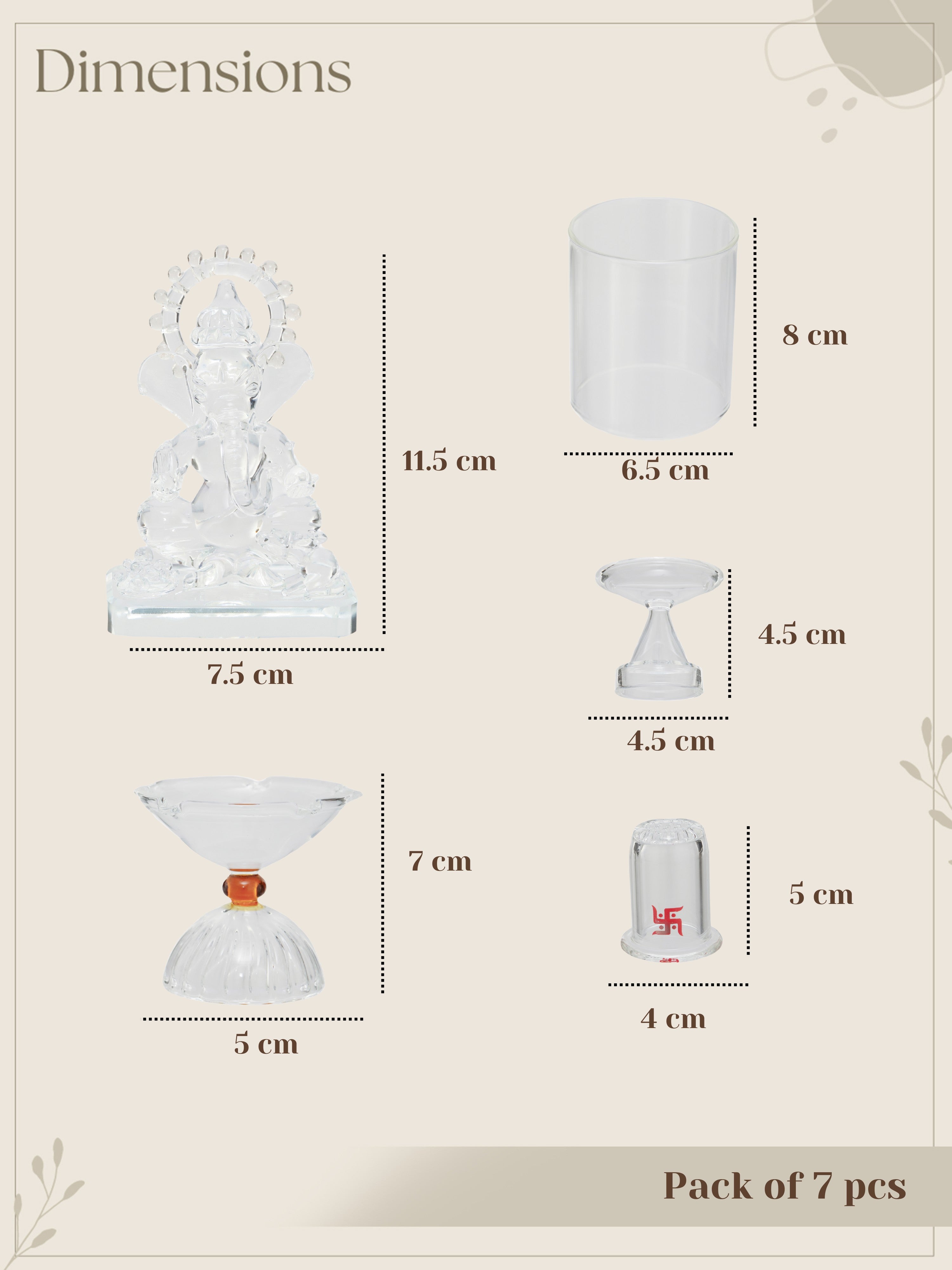 Ganesh Jyoti Glass Pooja Set