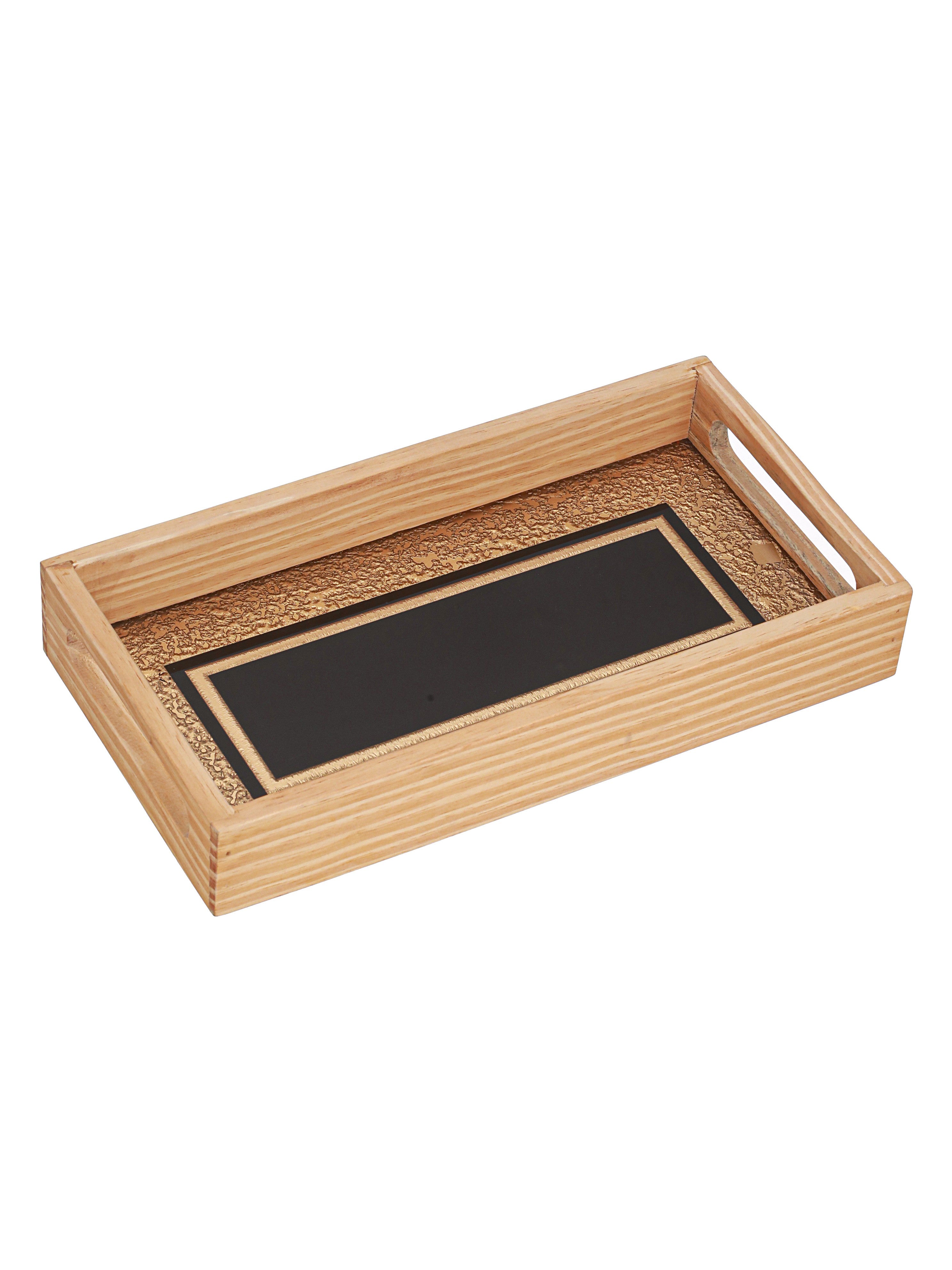 Noir and Gold Glass Jar Tray Set with Wooden Lids
