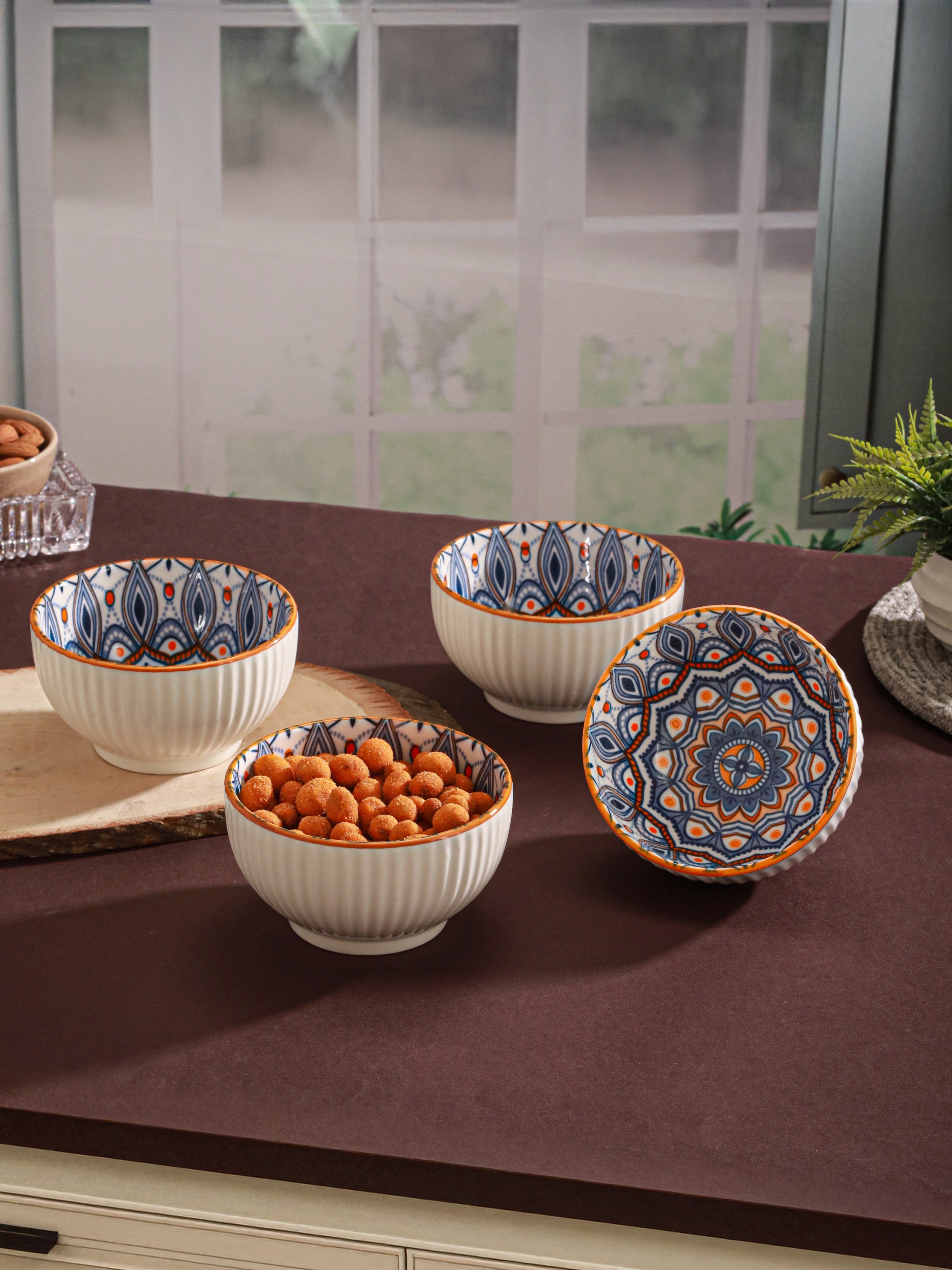 Boho Bloom Fine Porcelain Snack Bowls-Pack of 4