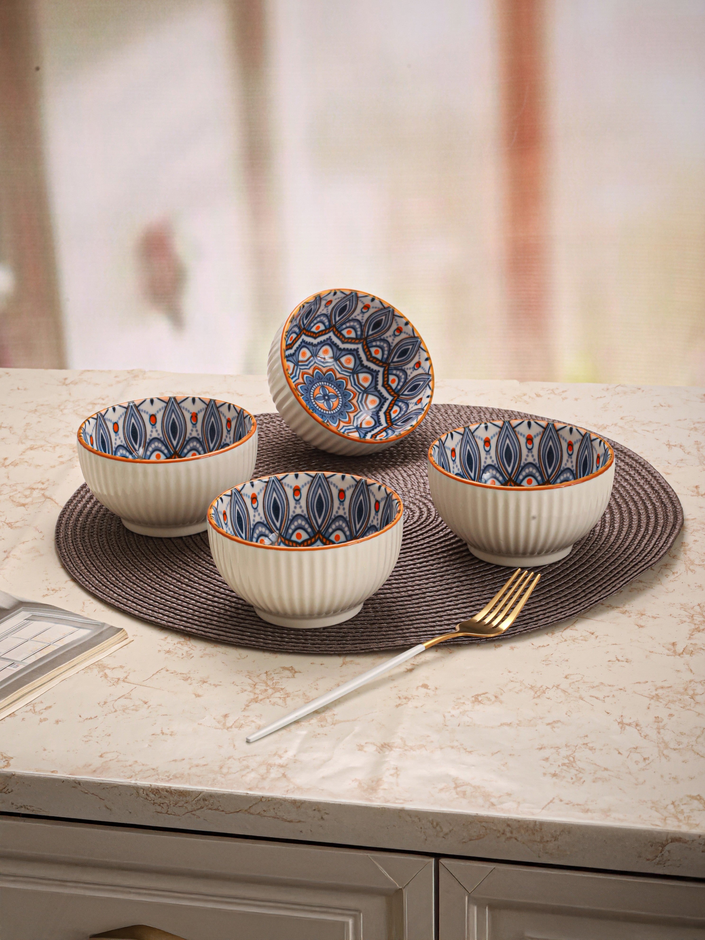 Boho Bloom Fine Porcelain Snack Bowls-Pack of 4