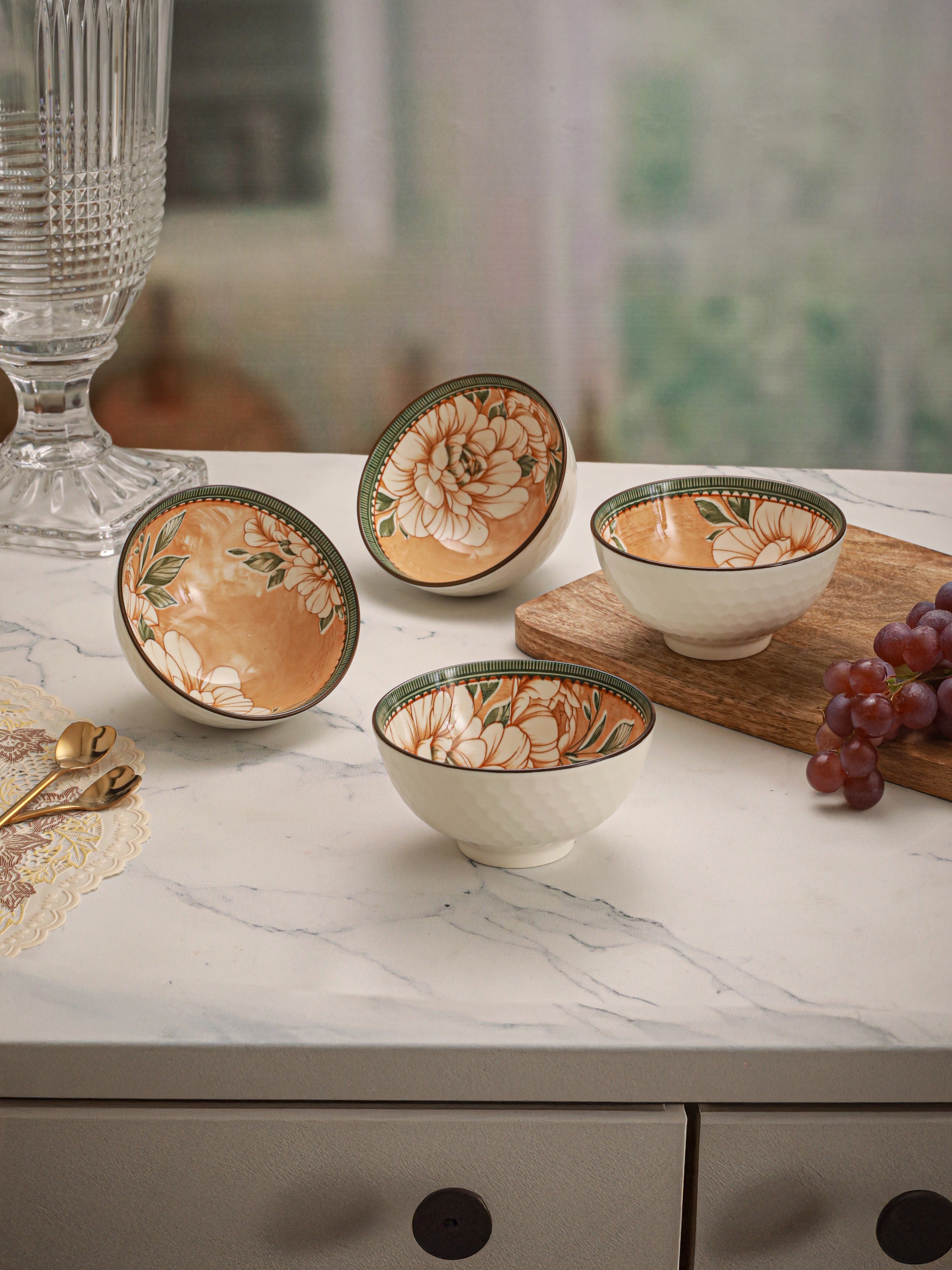 Pastel Petal Fine Porcelain Snack Bowls-Pack of 4