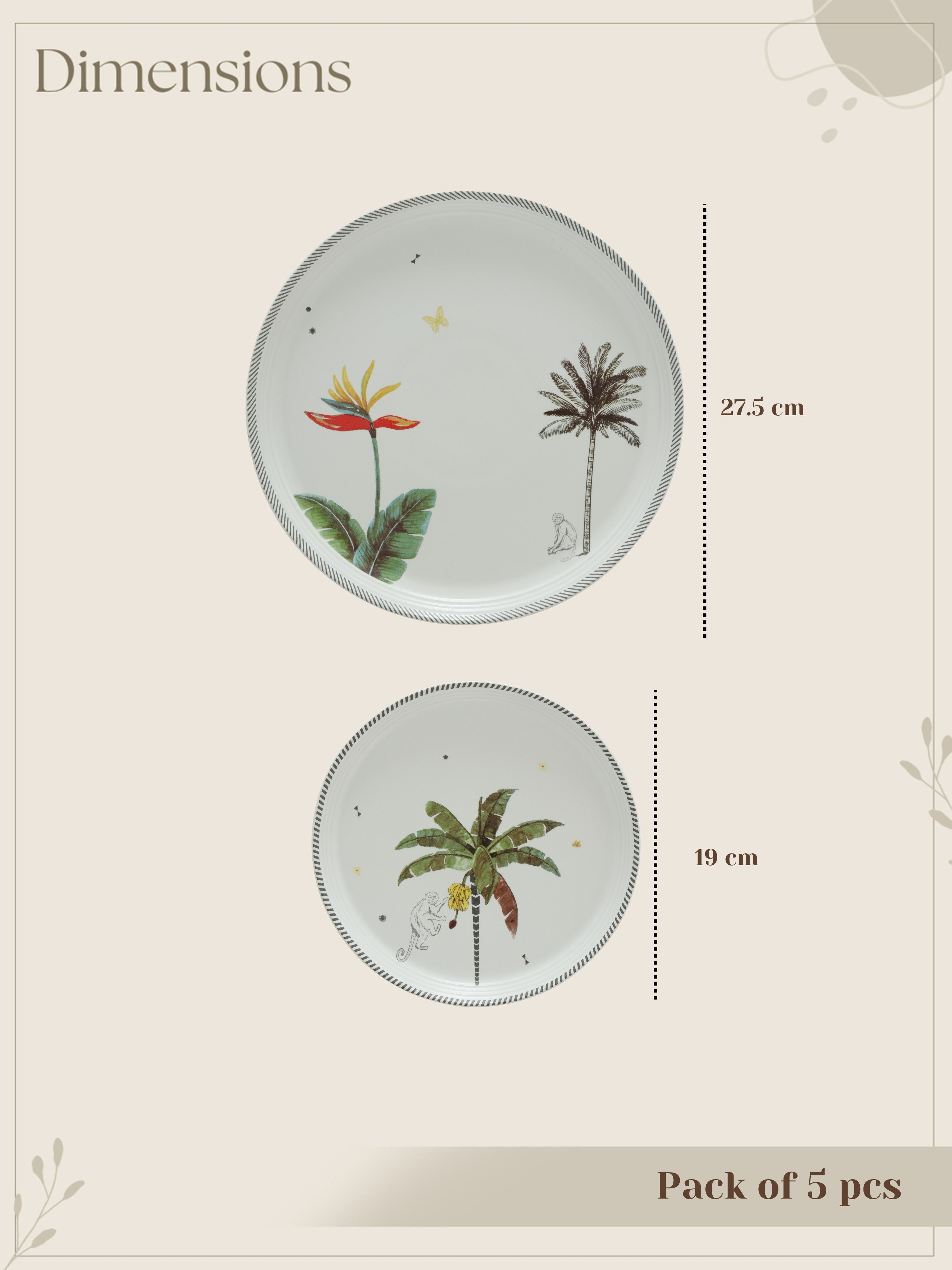 Tropical Mischief Porcelain Snack Set (Pack of 5)