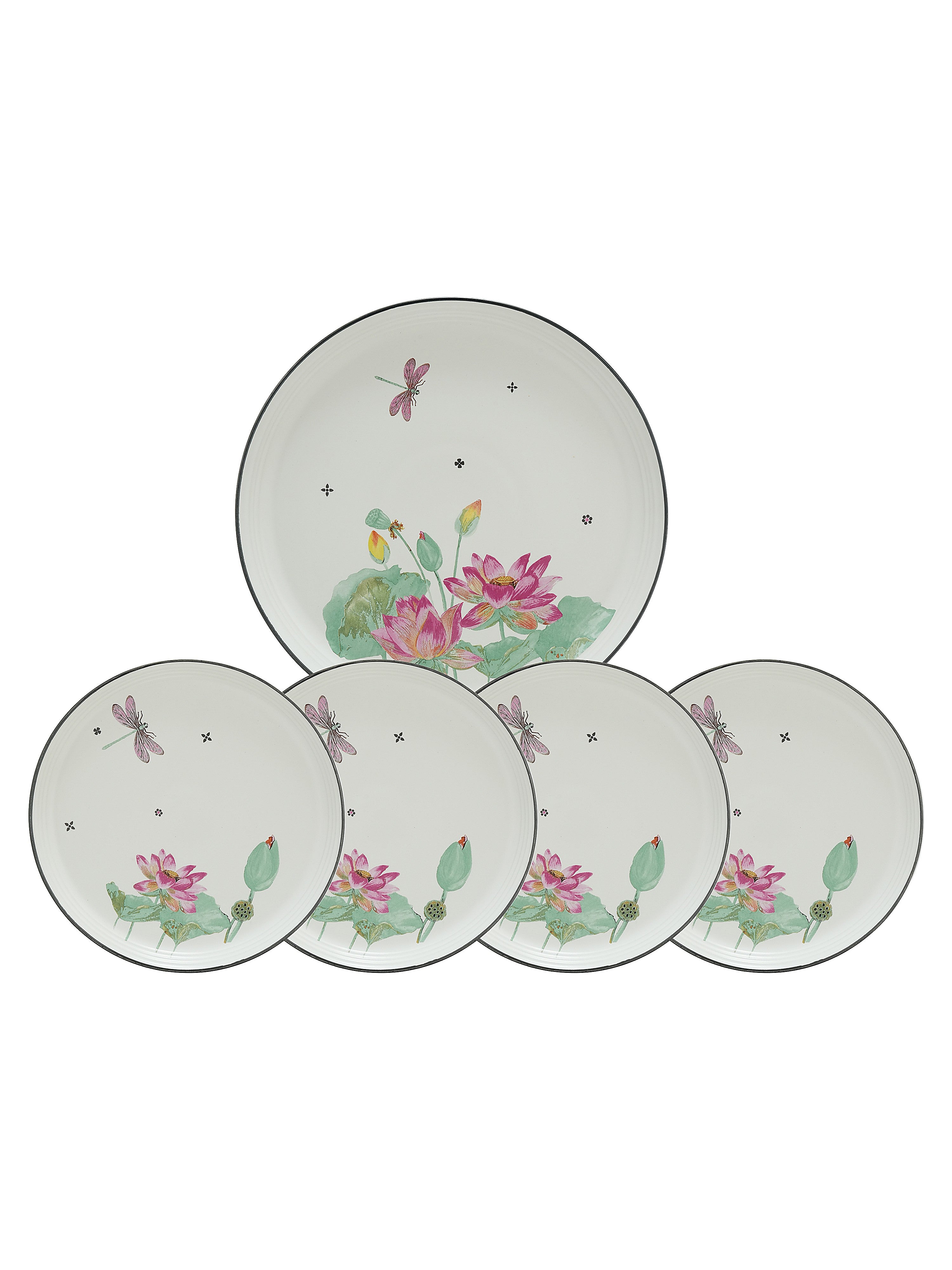 Dragonfly Bloom Porcelain Snack Set (Pack of 5)
