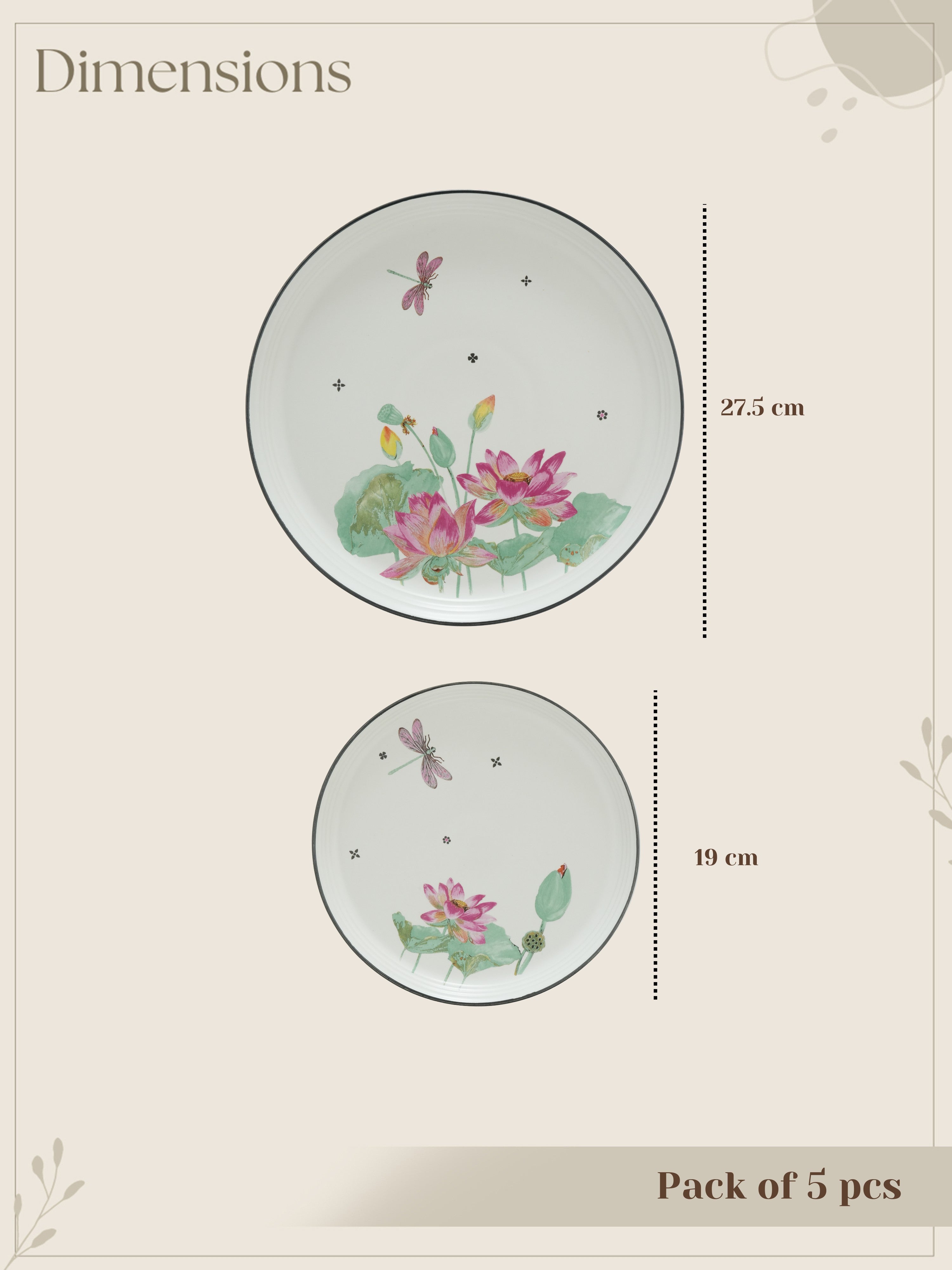 Dragonfly Bloom Porcelain Snack Set (Pack of 5)