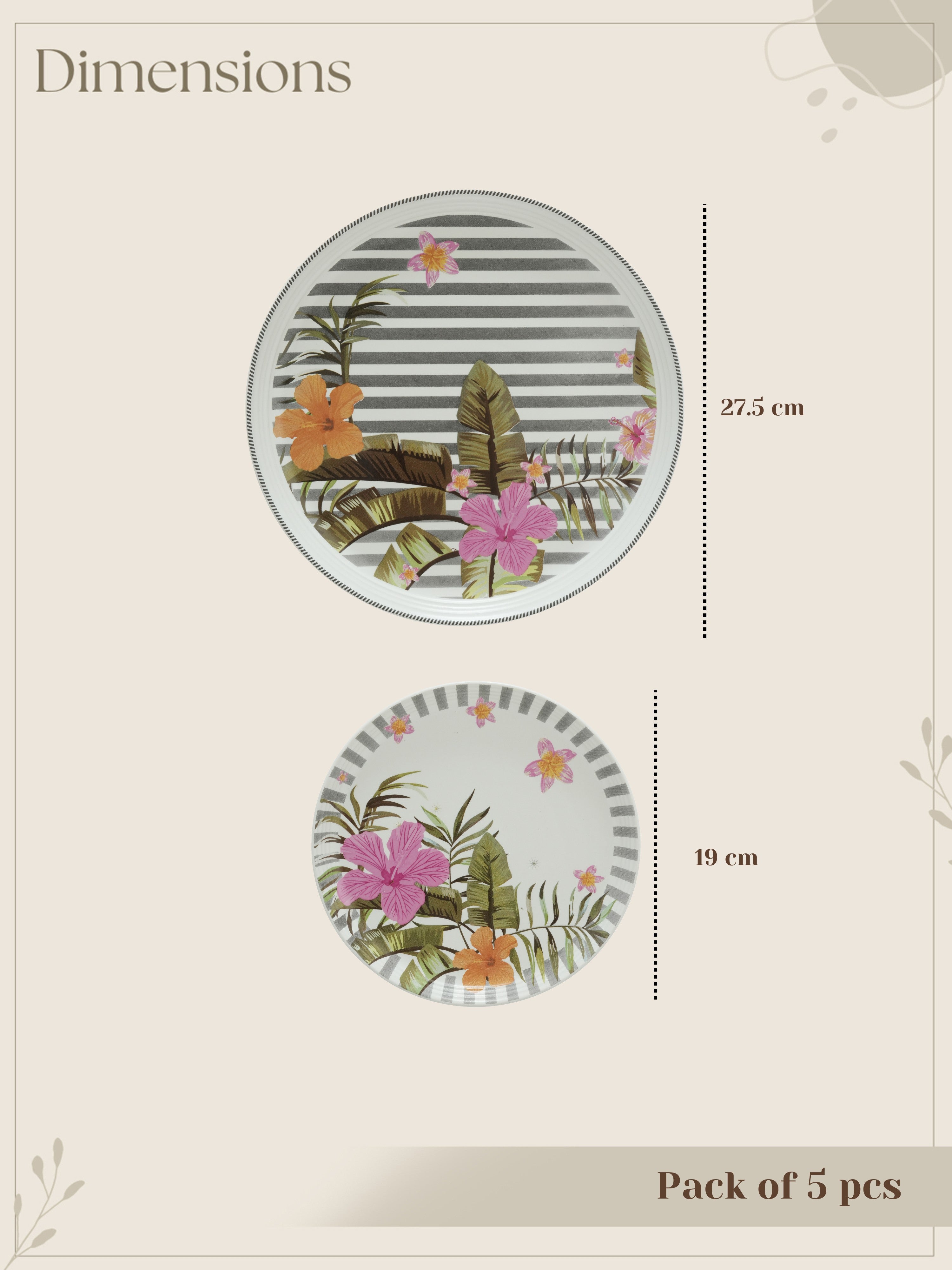 Striped Blosson Porcelain Snack Set (Pack of 5)