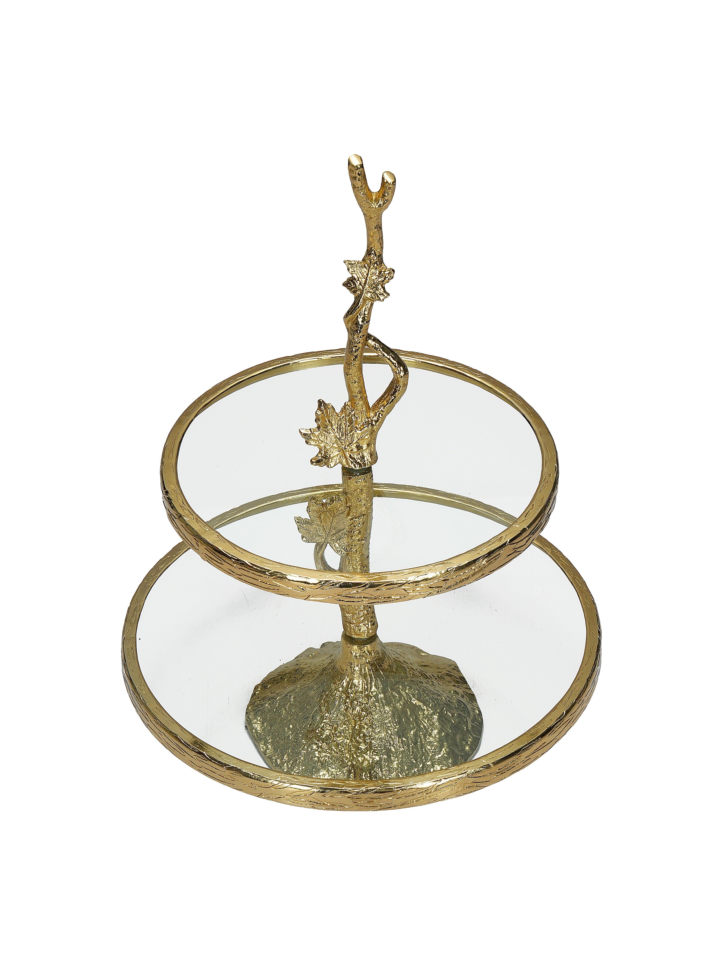Golden Leaf 2 Tiered Cake Stand