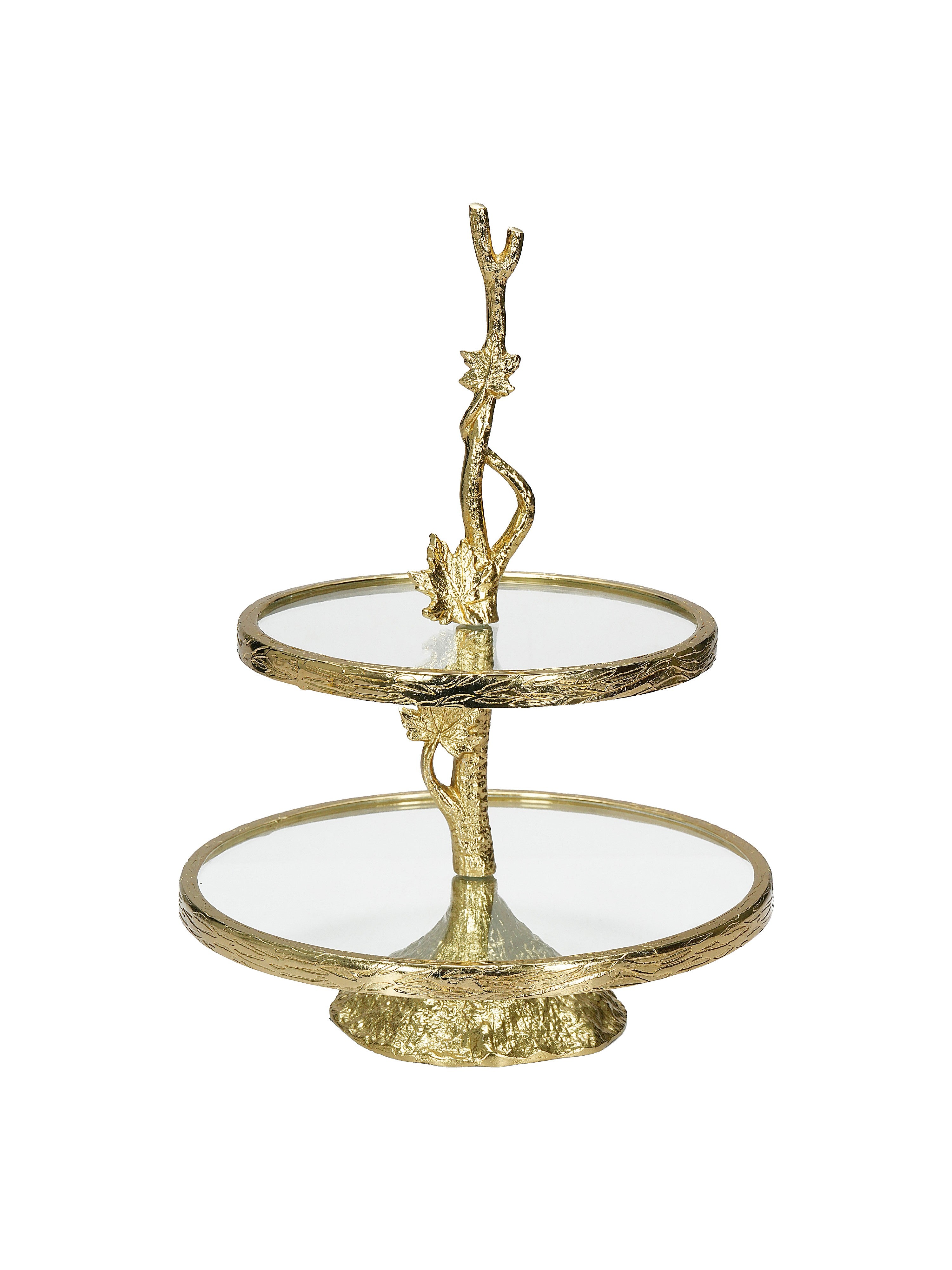 Golden Leaf 2 Tiered Cake Stand