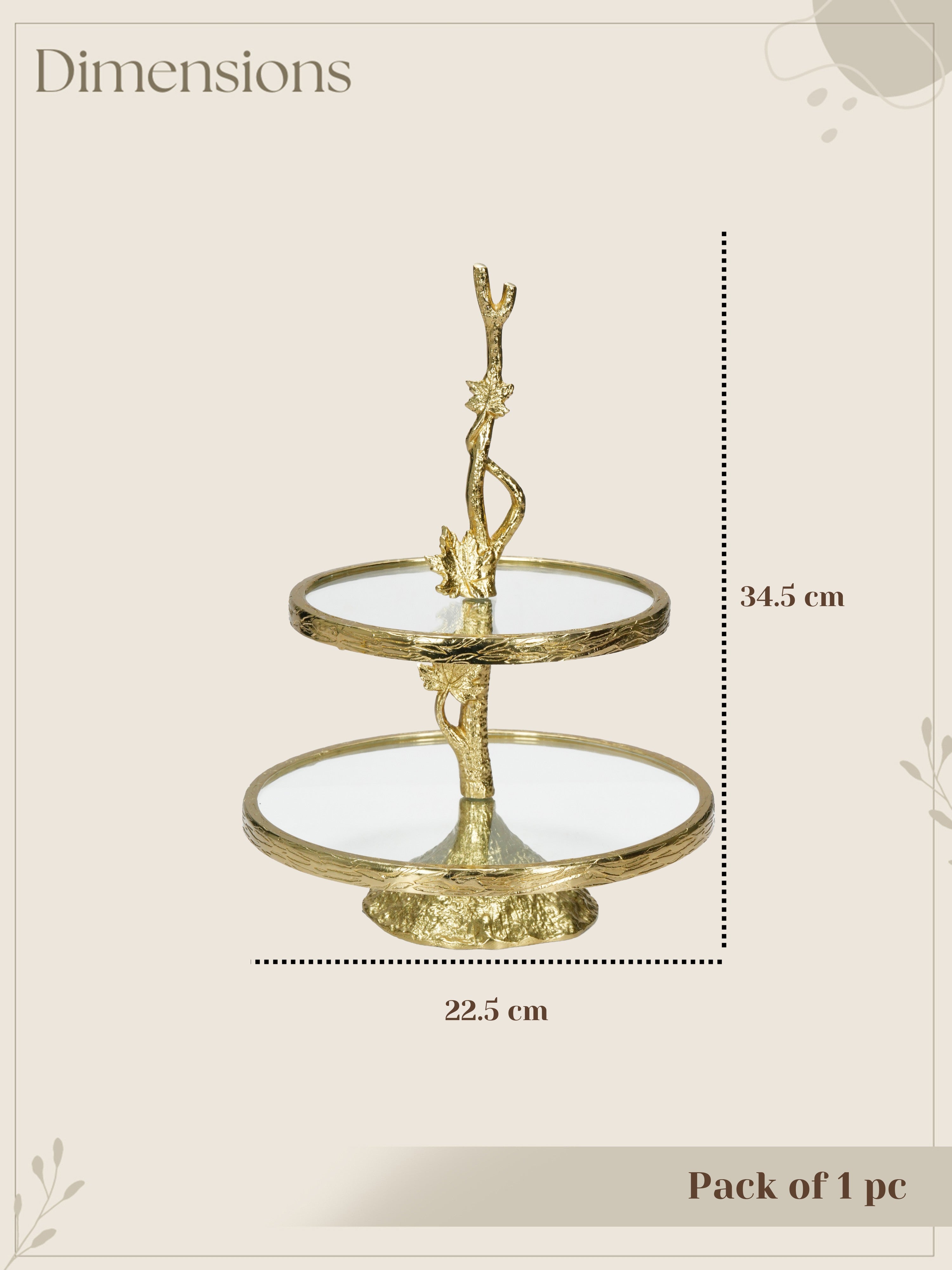 Golden Leaf 2 Tiered Cake Stand