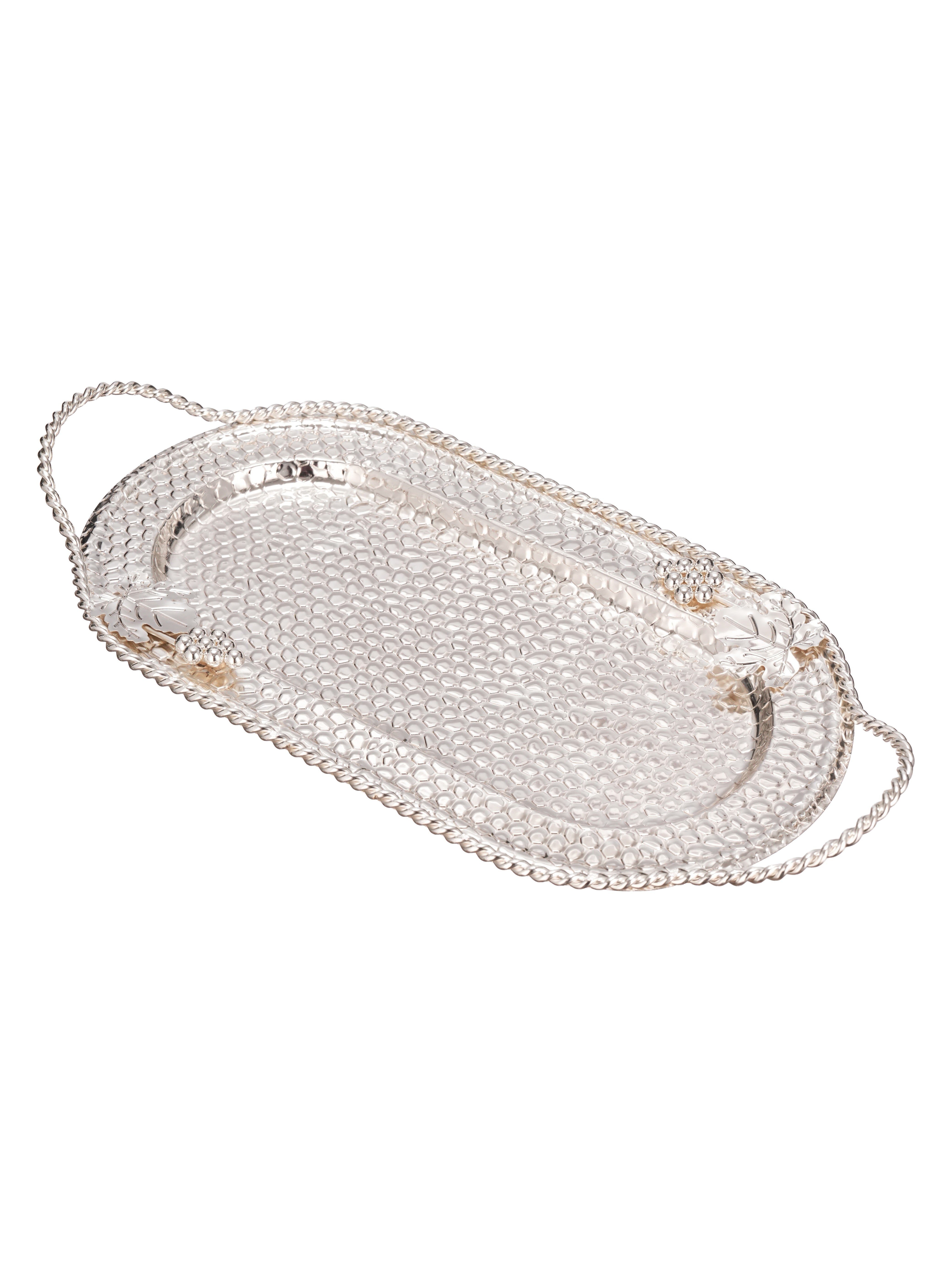 Royal Oval Silver Tray with Rope Handles