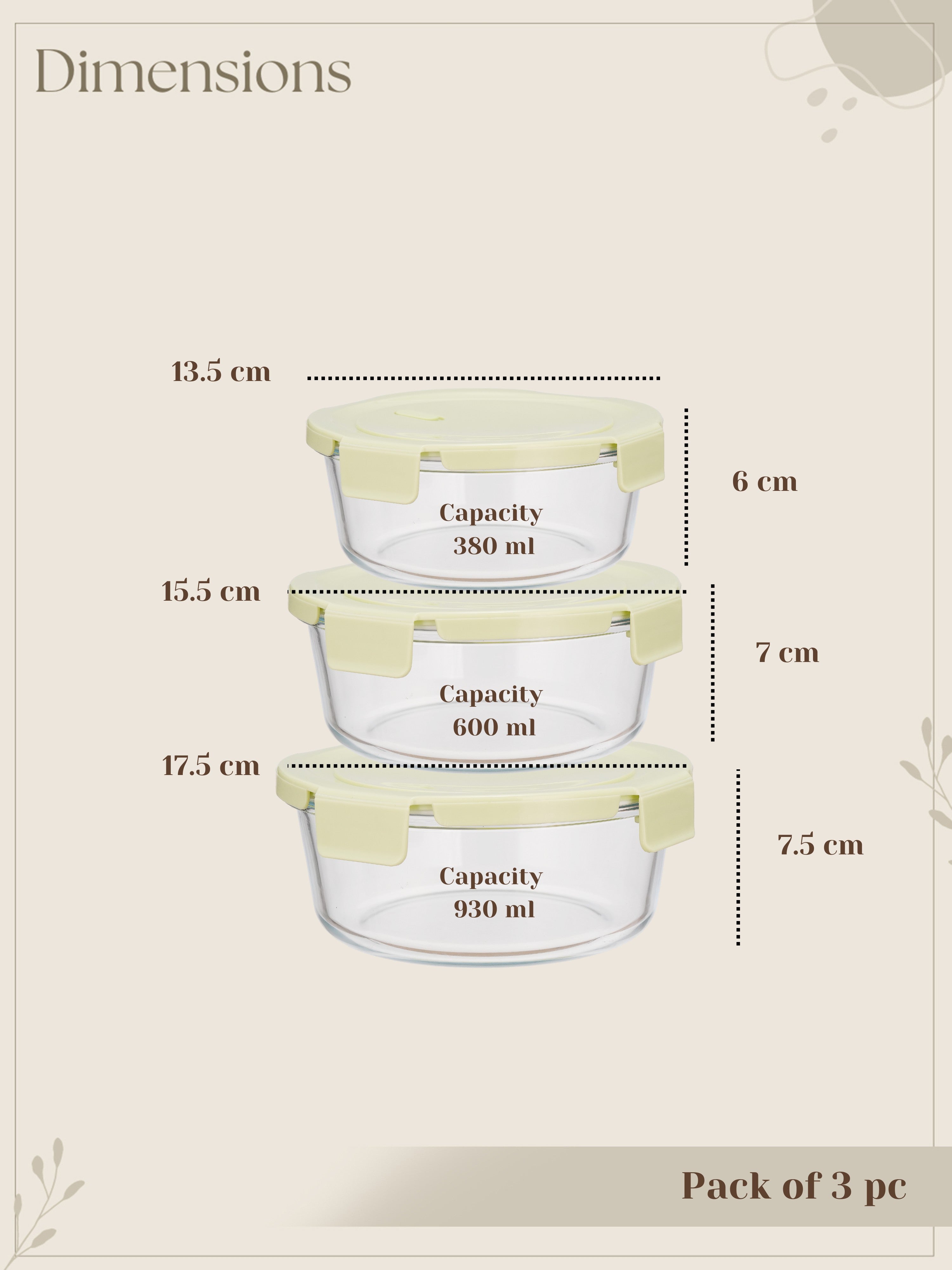 RoundNest Glass Storage Set (Pack of 3)