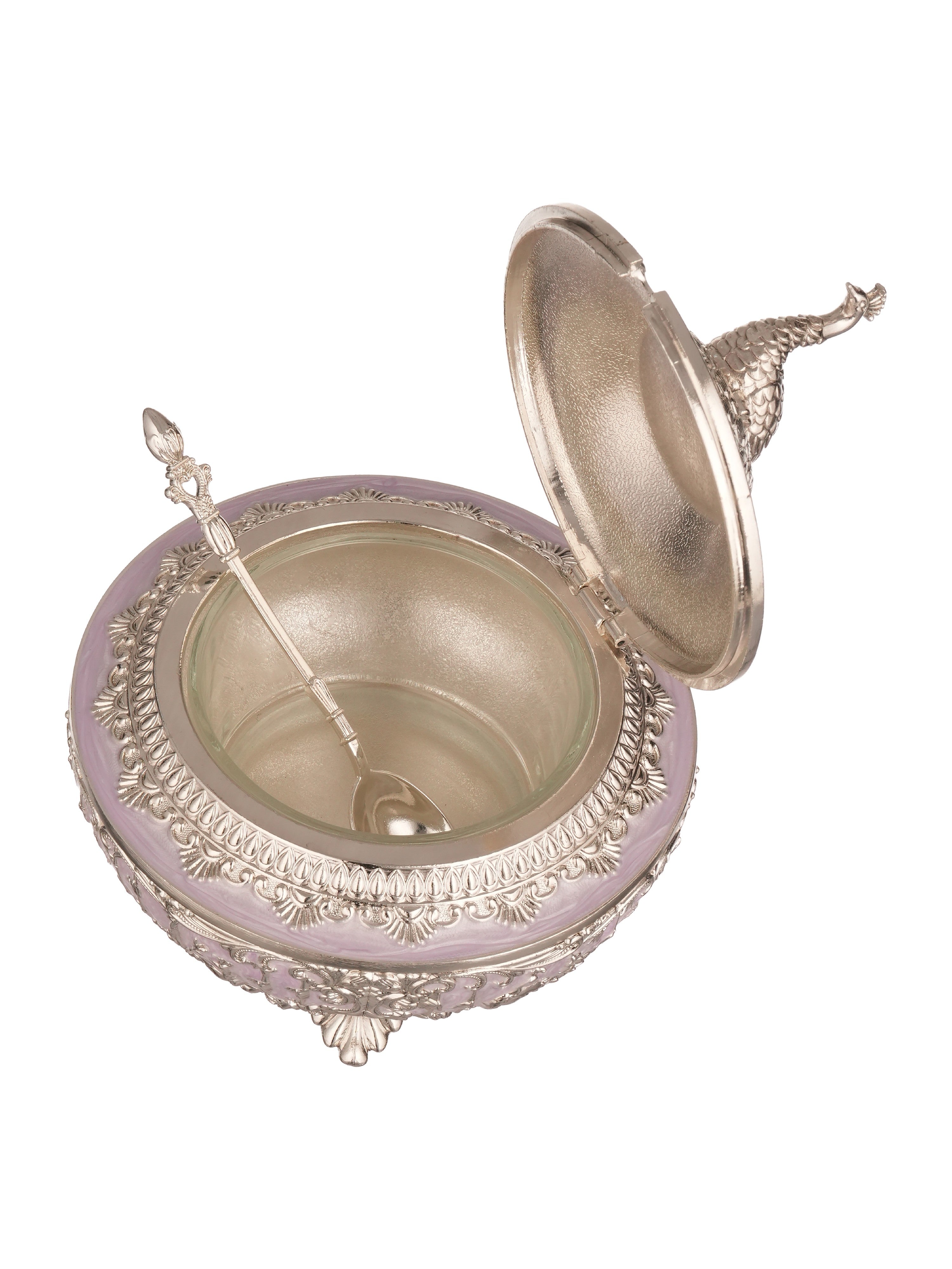 Lilac Crest Covered Bowl with Spoon