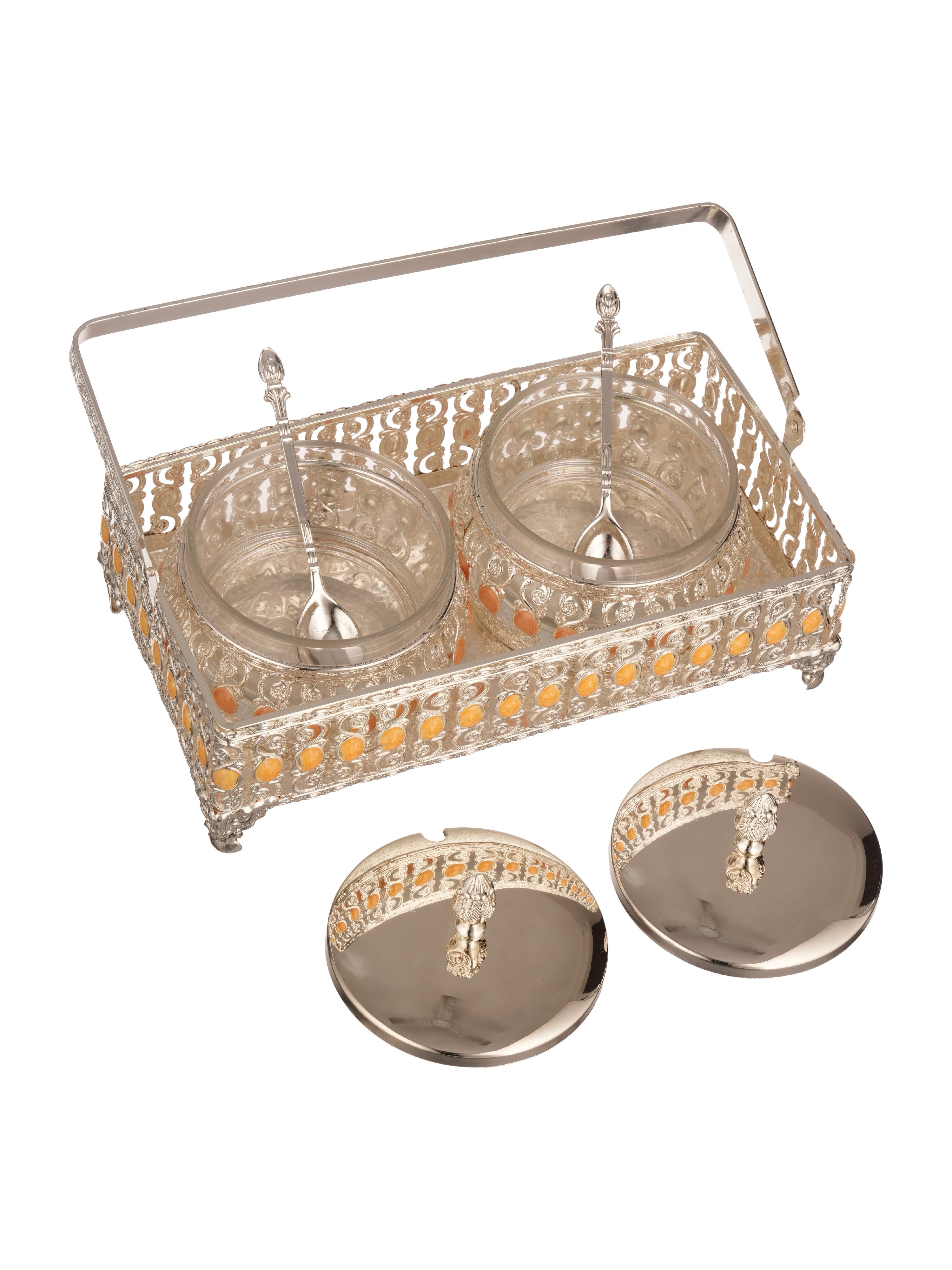 Royal Twin Condiment Bowl Set with Spoons