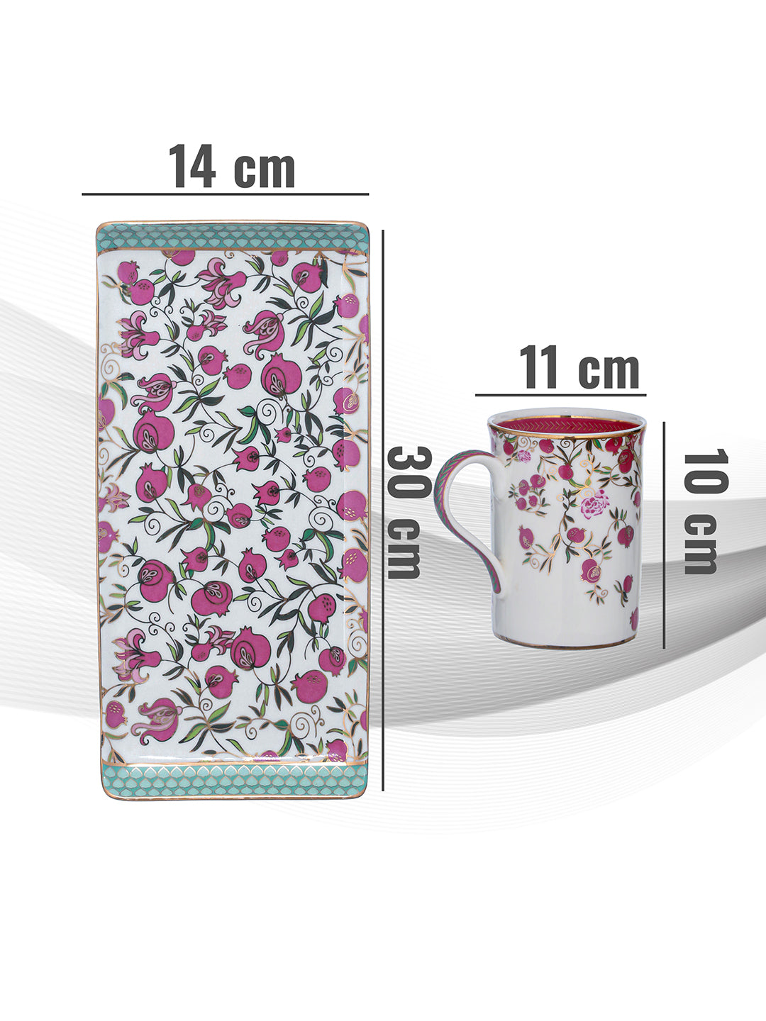 Pom Passion 24K Gold Plated Mugs and Tray Set