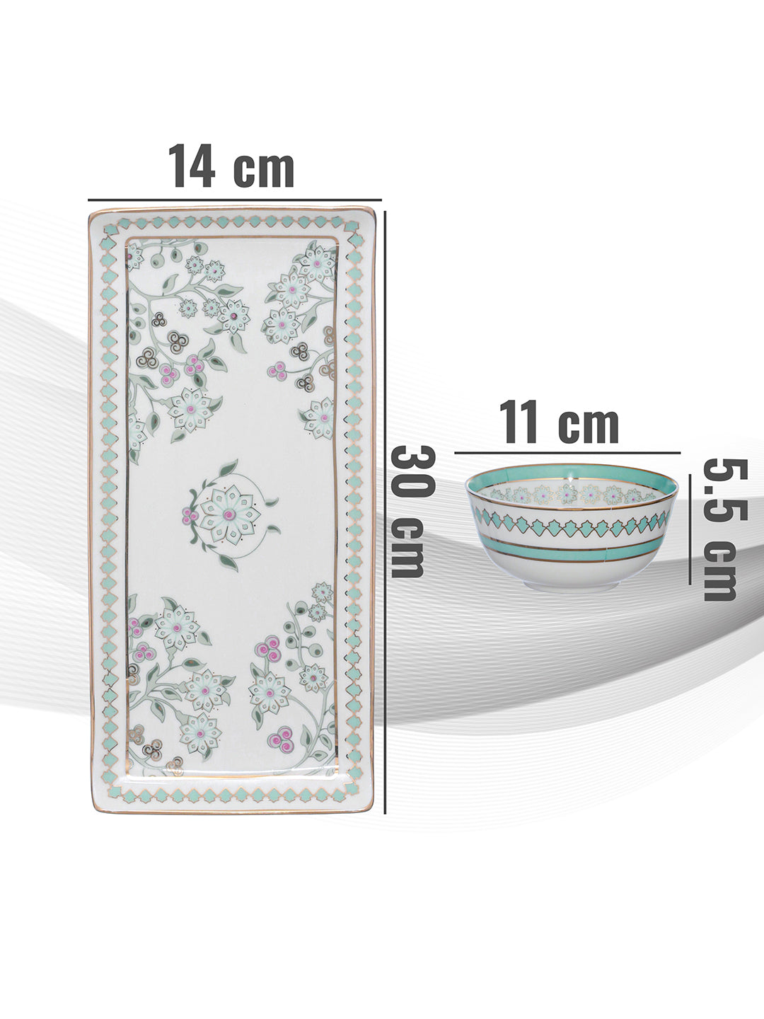 Seaside Bloom 24K Gold Plated Bowls and Tray Set