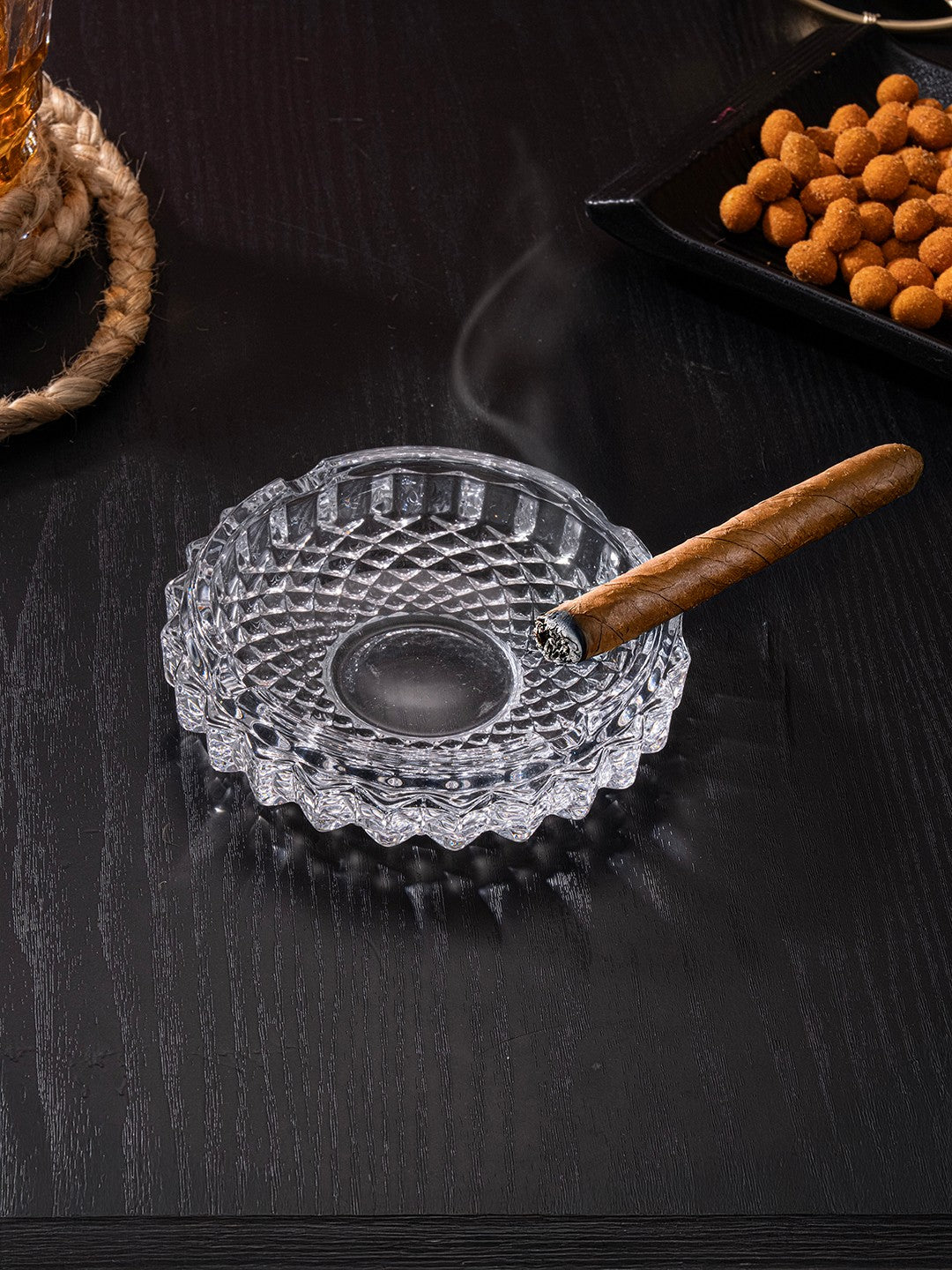 Serene Cut Clear Glass Ashtray