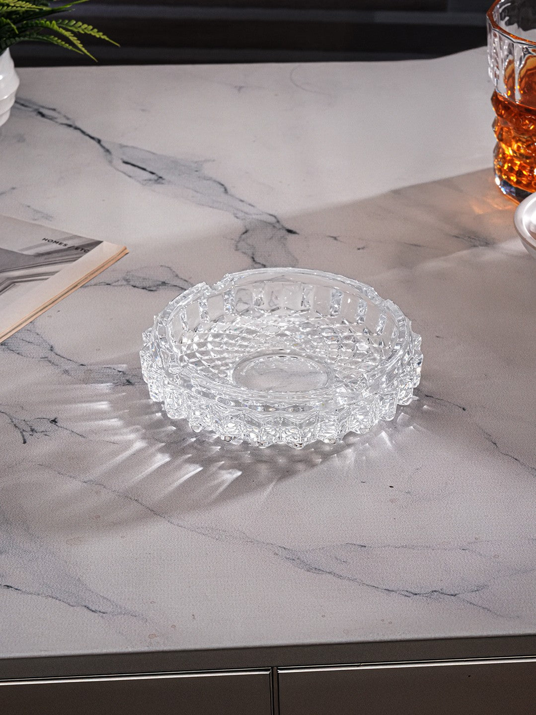 Serene Cut Clear Glass Ashtray