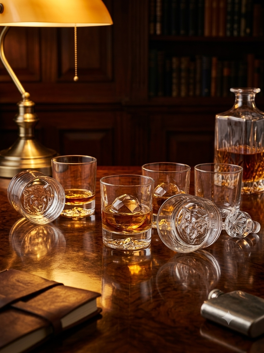 WOLF EMBOSSED CRYSTAL WHISKEY GLASS