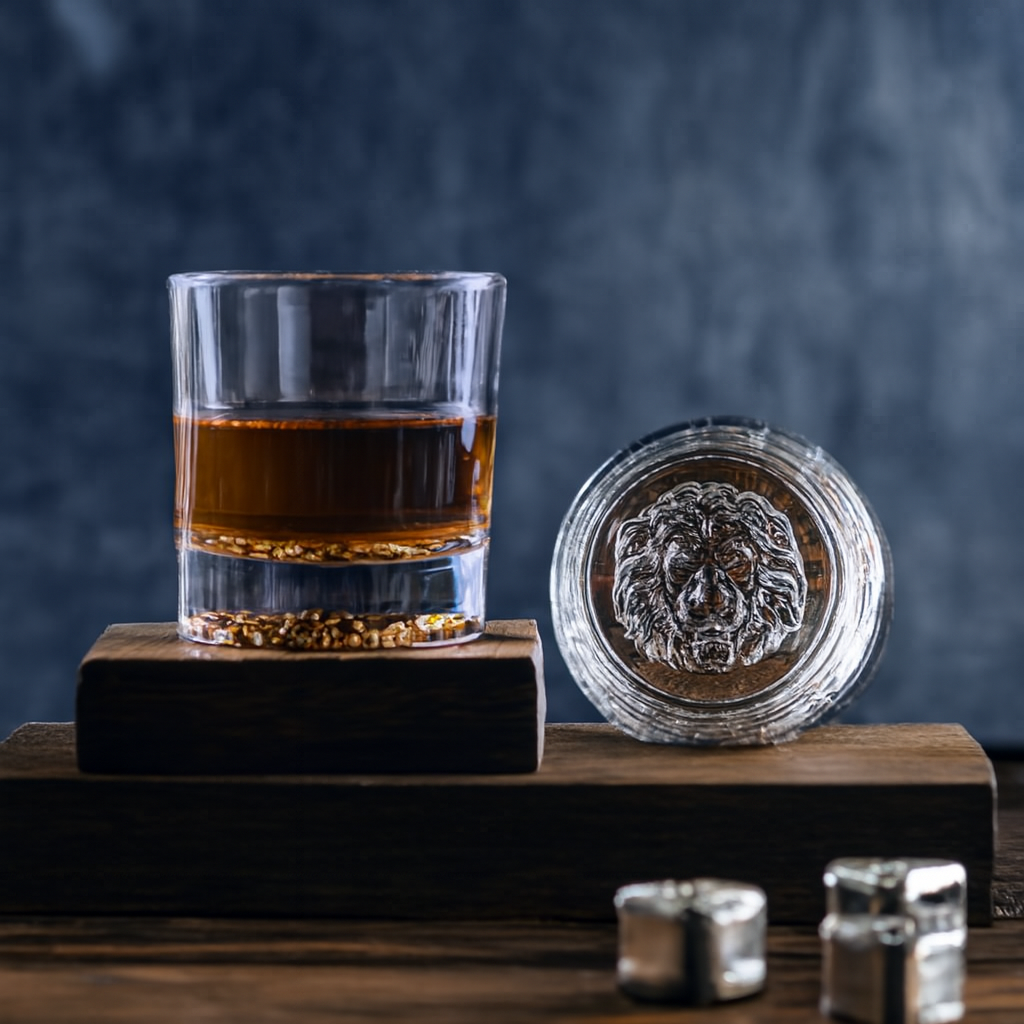 Lion Embossed Crystal Whiskey Glass