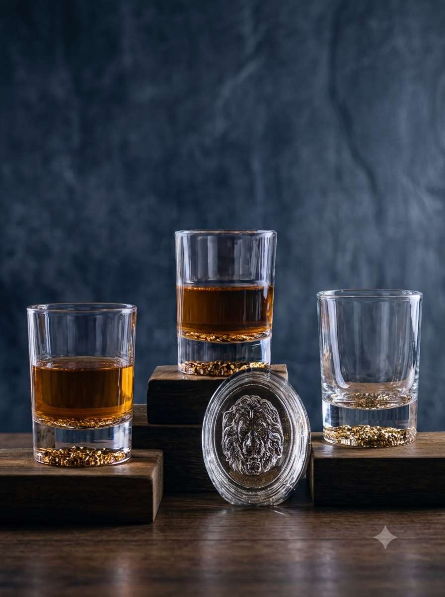 Lion Embossed Crystal Whiskey Glass