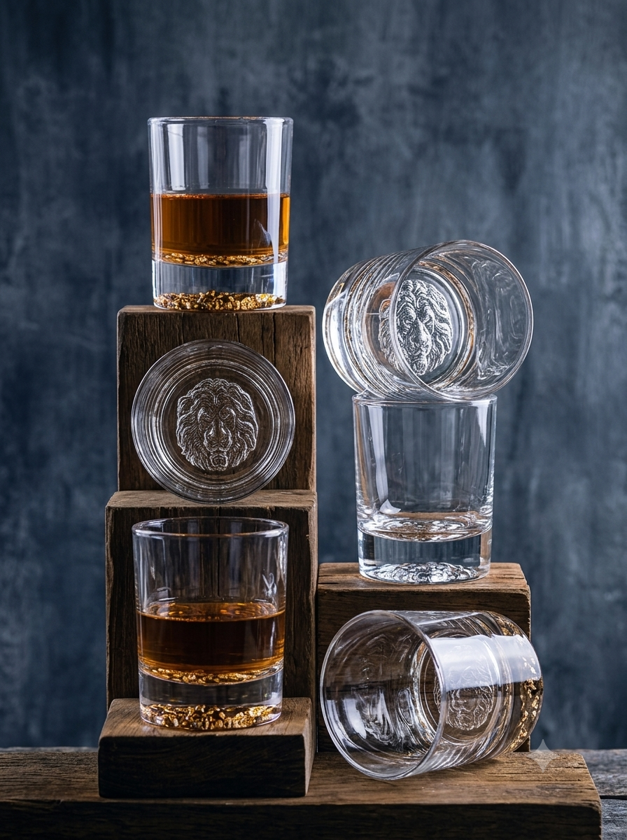 Lion Embossed Crystal Whiskey Glass