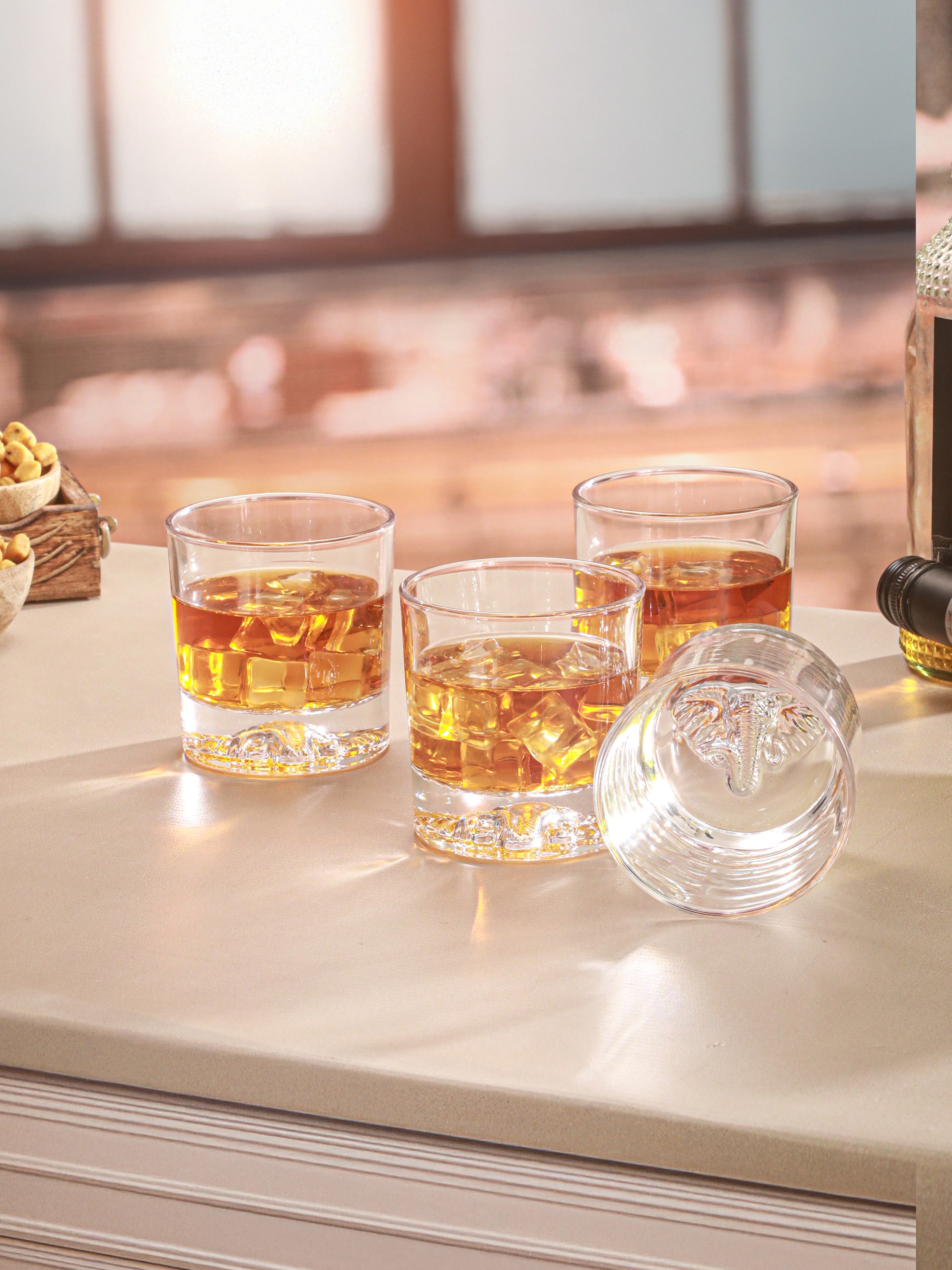 Elephant Embossed Crystal Whiskey Glass
