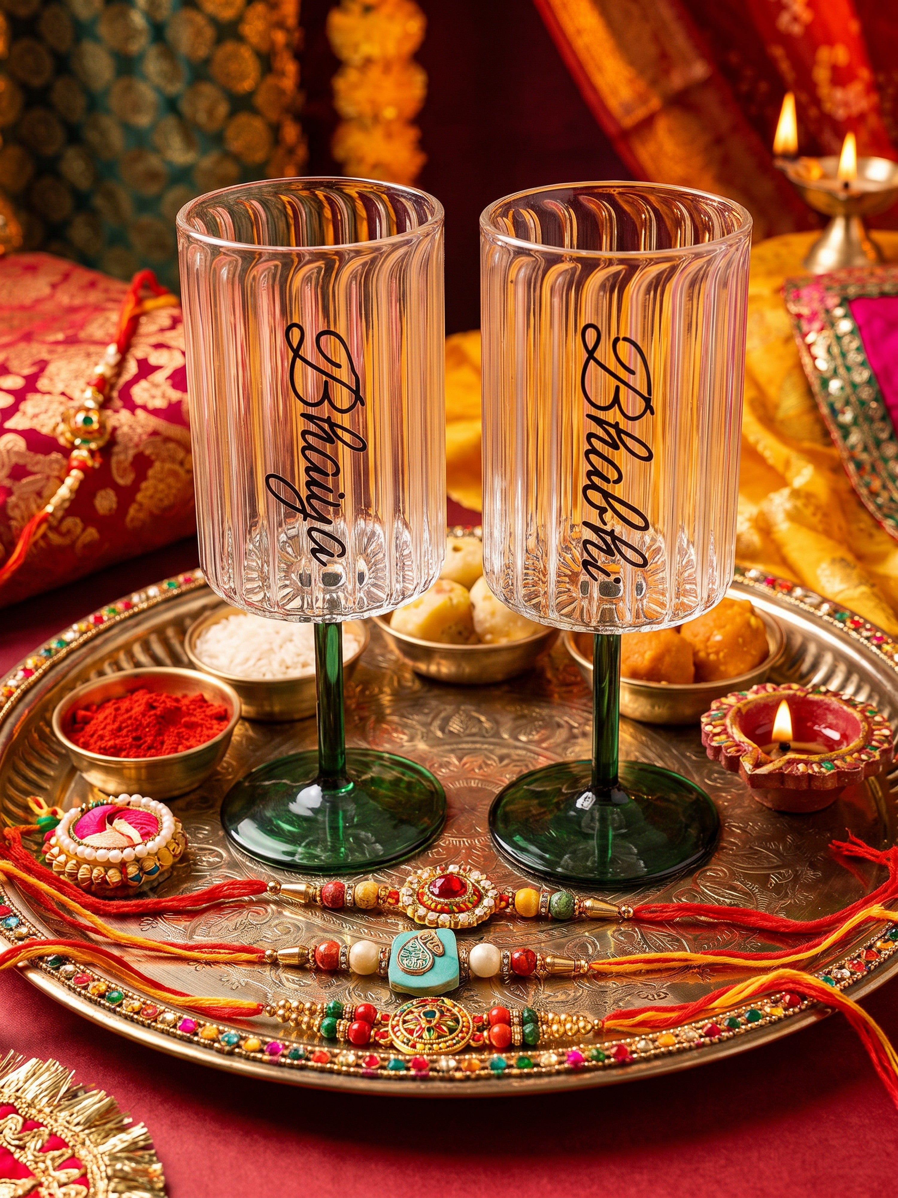 Teal Ripple Wine Glass
