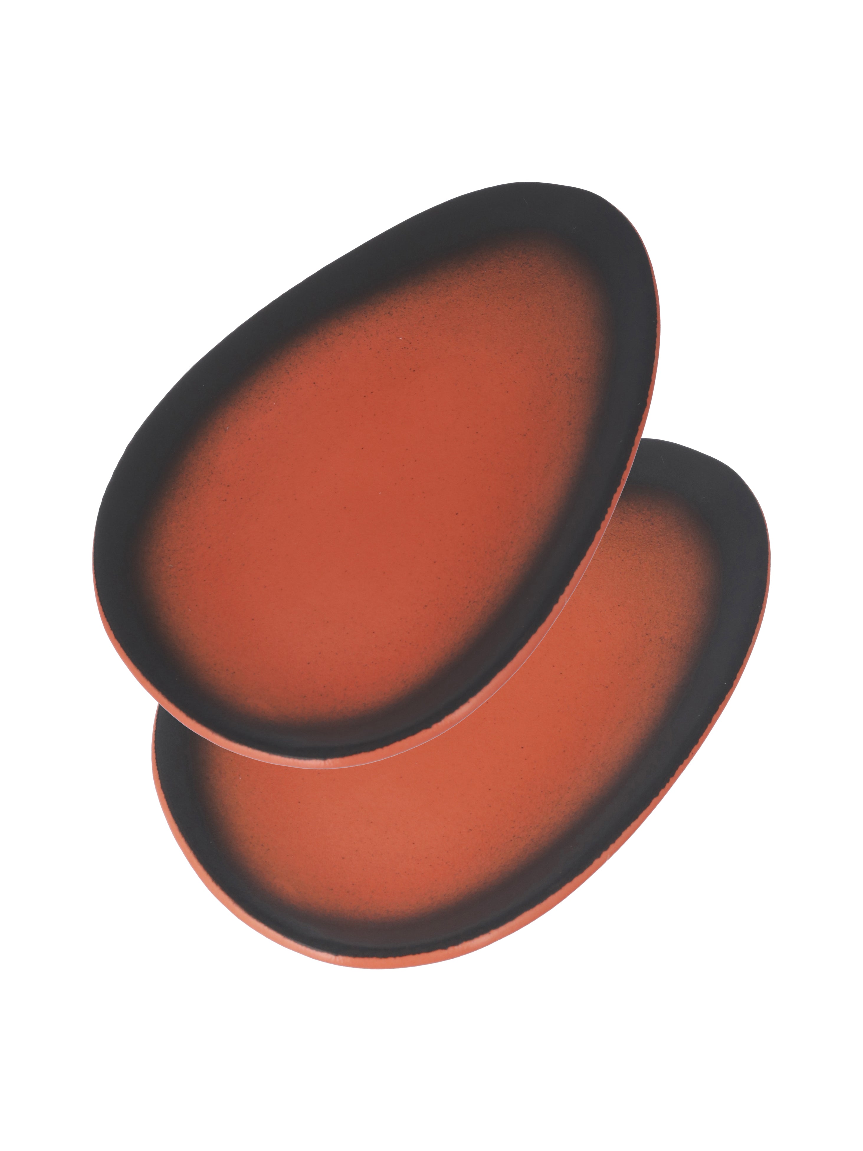Black & orange Ceramic Serving Platter (Pack Of 2)