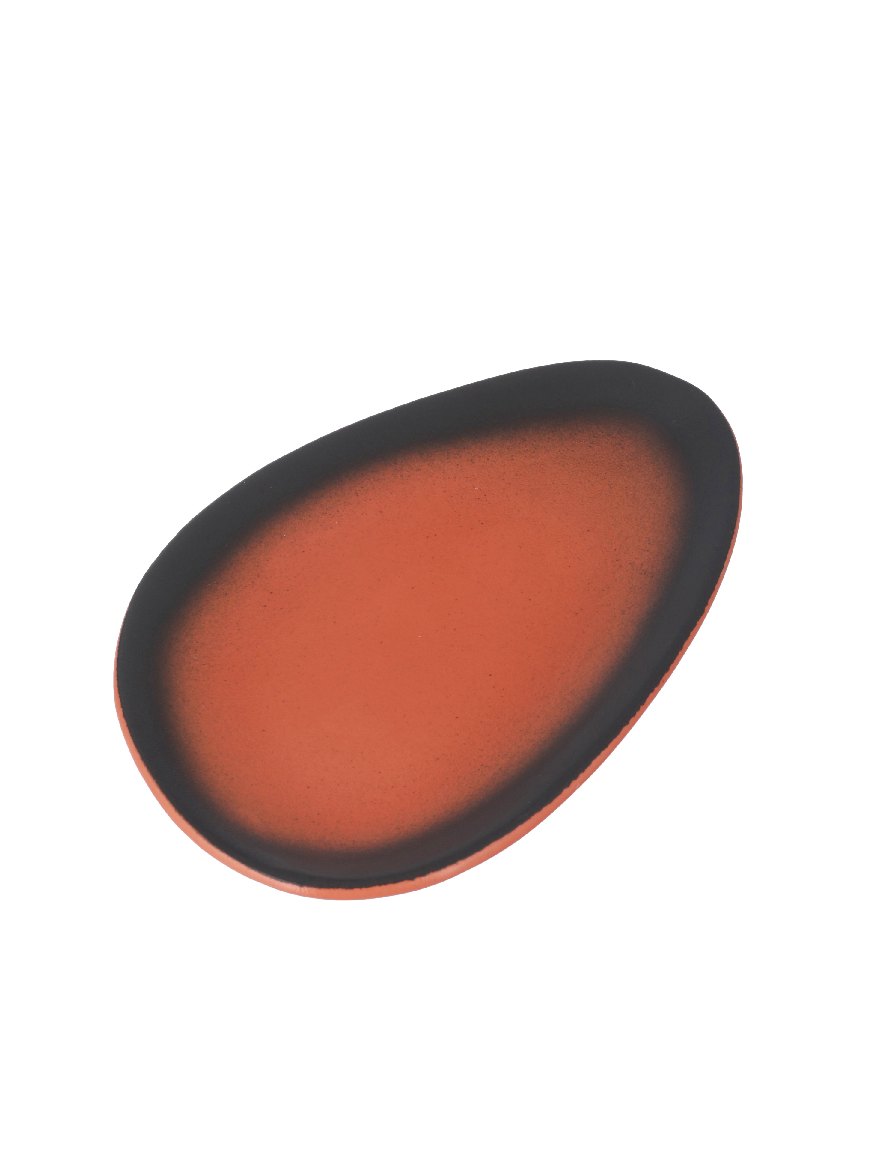 Black & orange Ceramic Serving Platter (Pack Of 2)