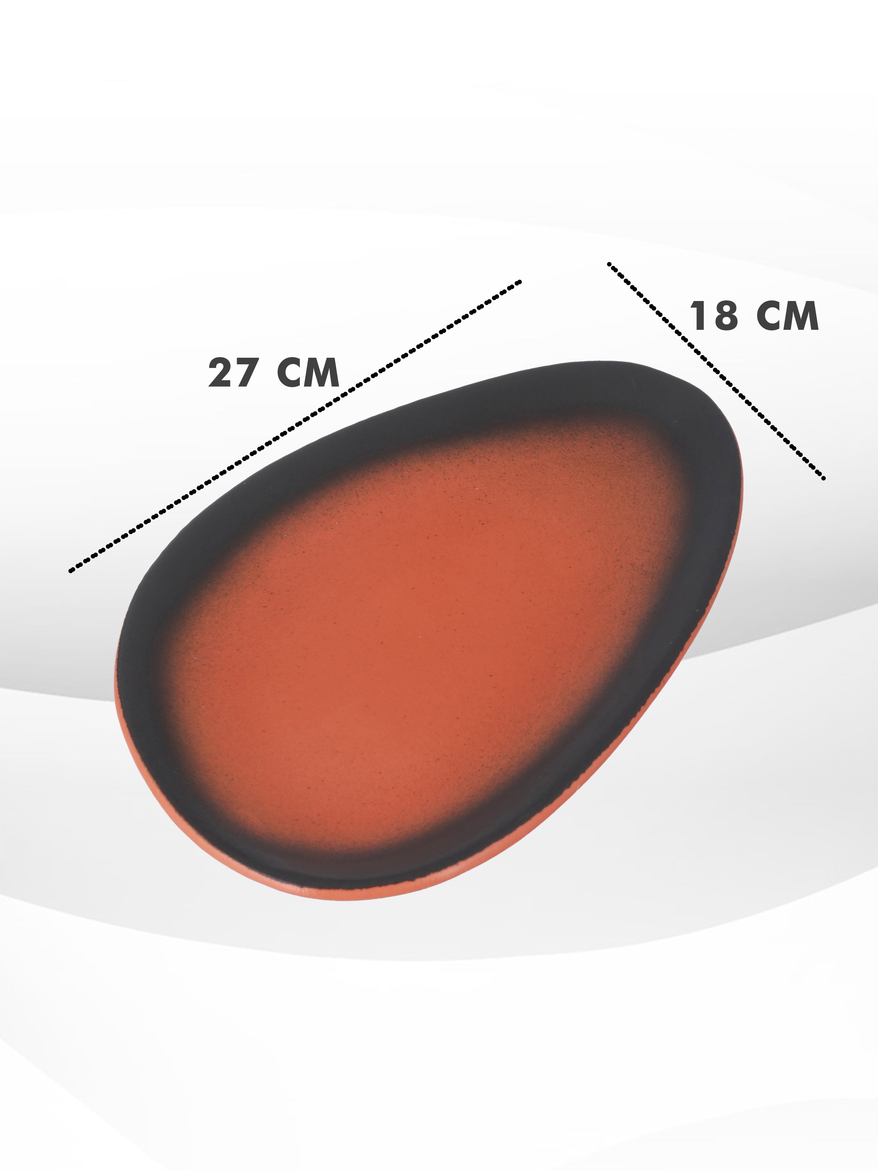 Black & orange Ceramic Serving Platter Set of 2